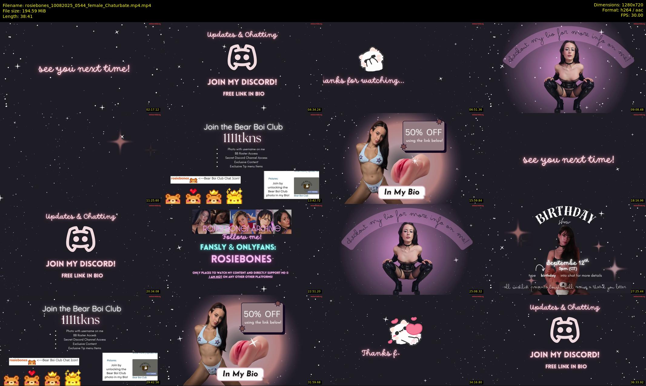 rosiebones — 39 minute Chaturbate female cam show recording, 720p, Aug 10, 2025