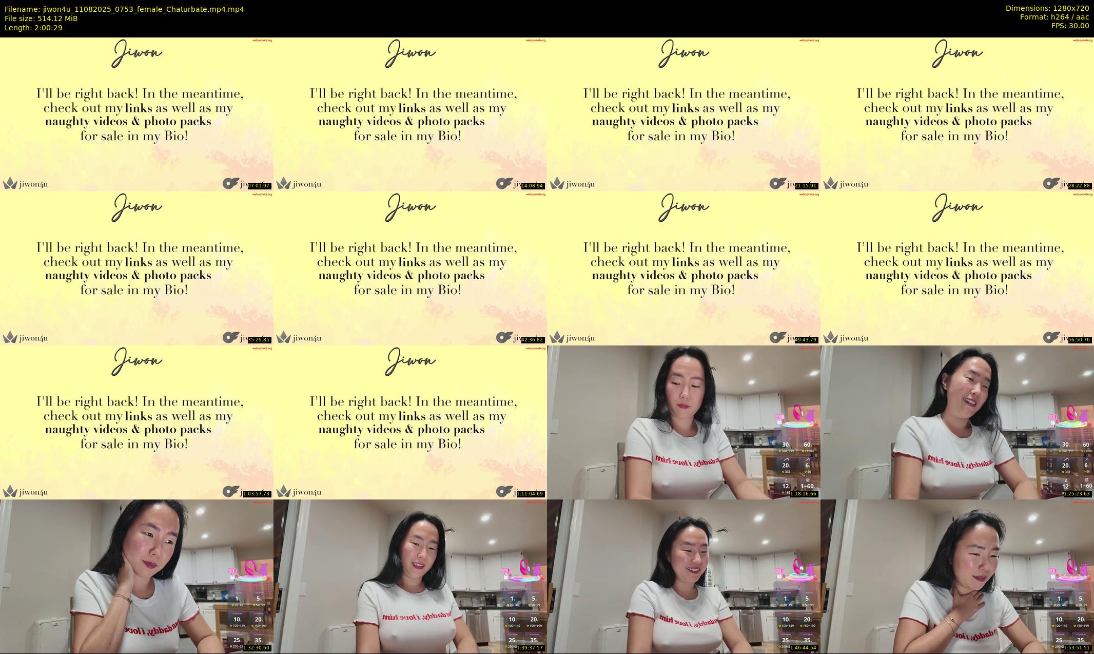 jiwon4u — 121 minute Chaturbate female cam show recording, 720p, Aug 11, 2025