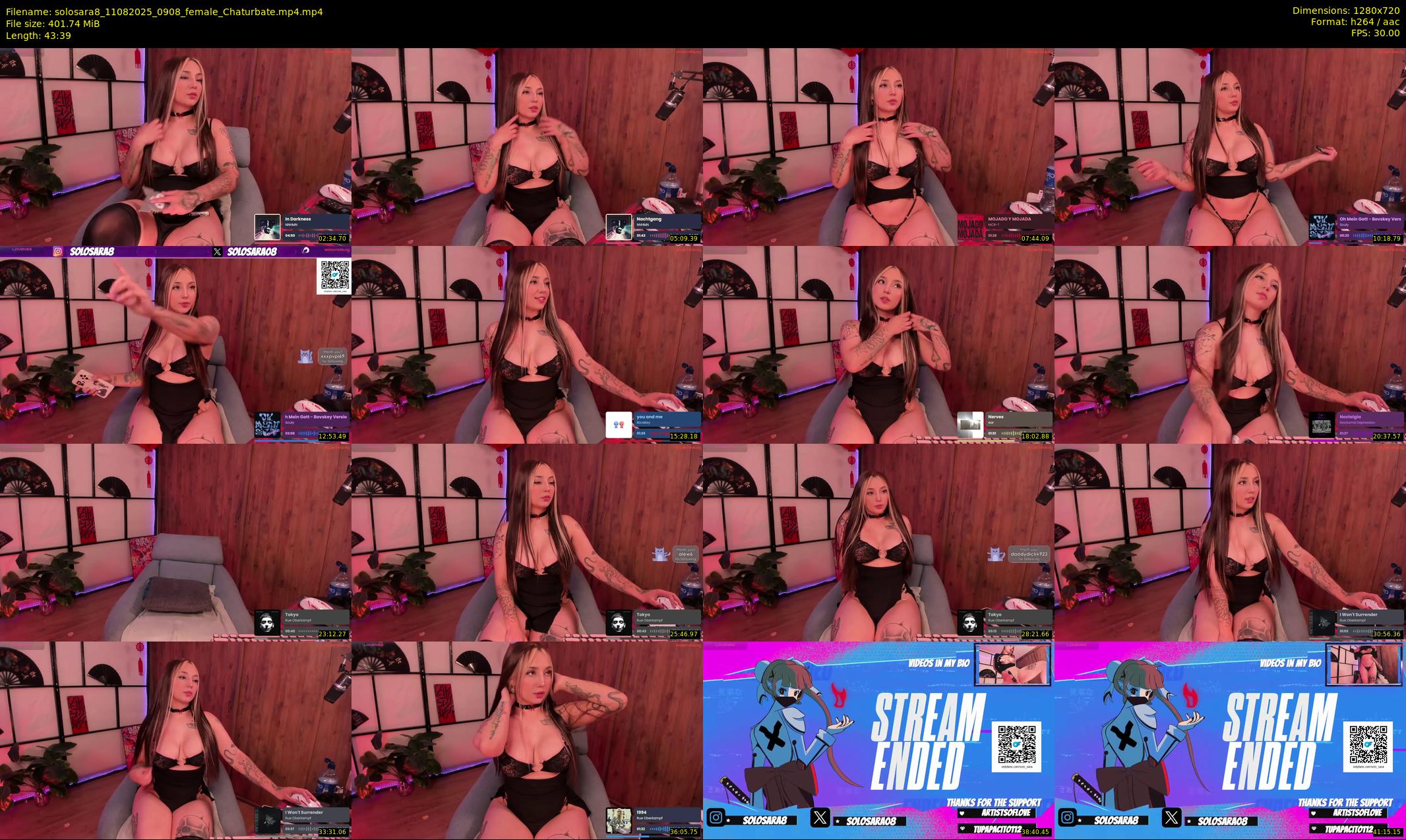 solosara8 — 44 minute Chaturbate female cam show recording, 720p, Aug 11, 2025