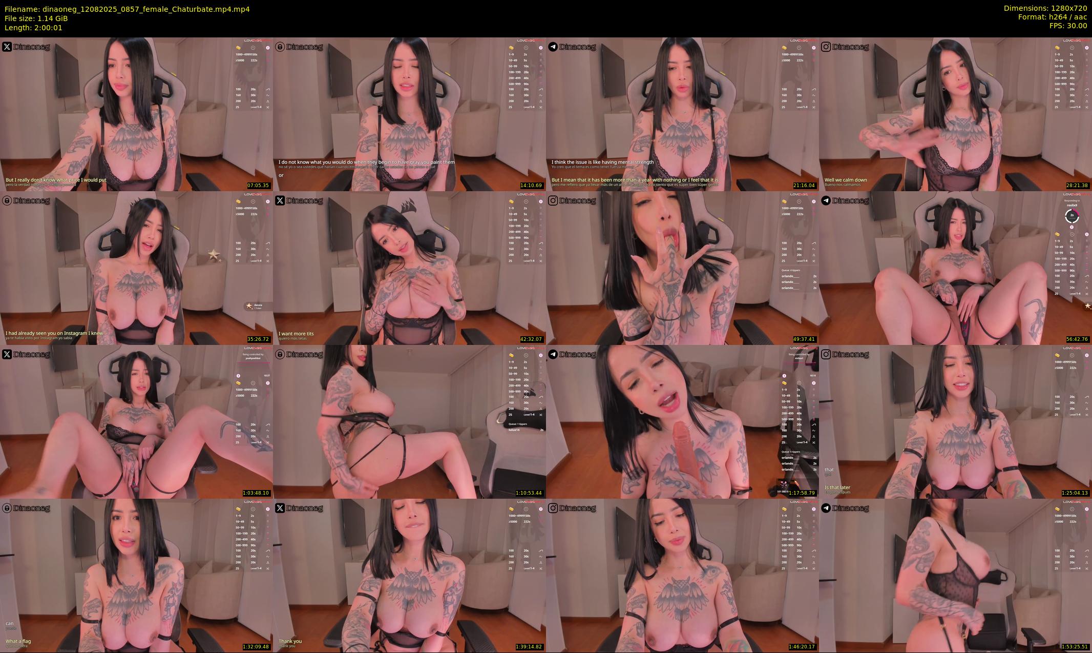 dinaoneg — 121 minute Chaturbate female cam show recording, 720p, Aug 12, 2025