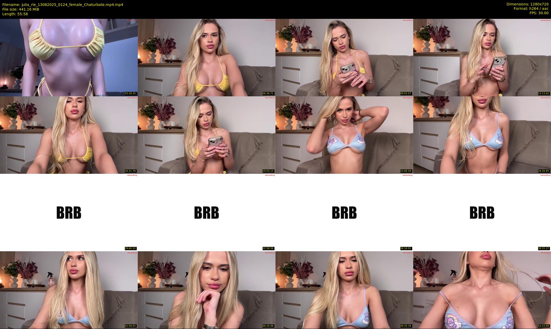 julia_rle — 56 minute Chaturbate female cam show recording, 720p, Aug 13, 2025