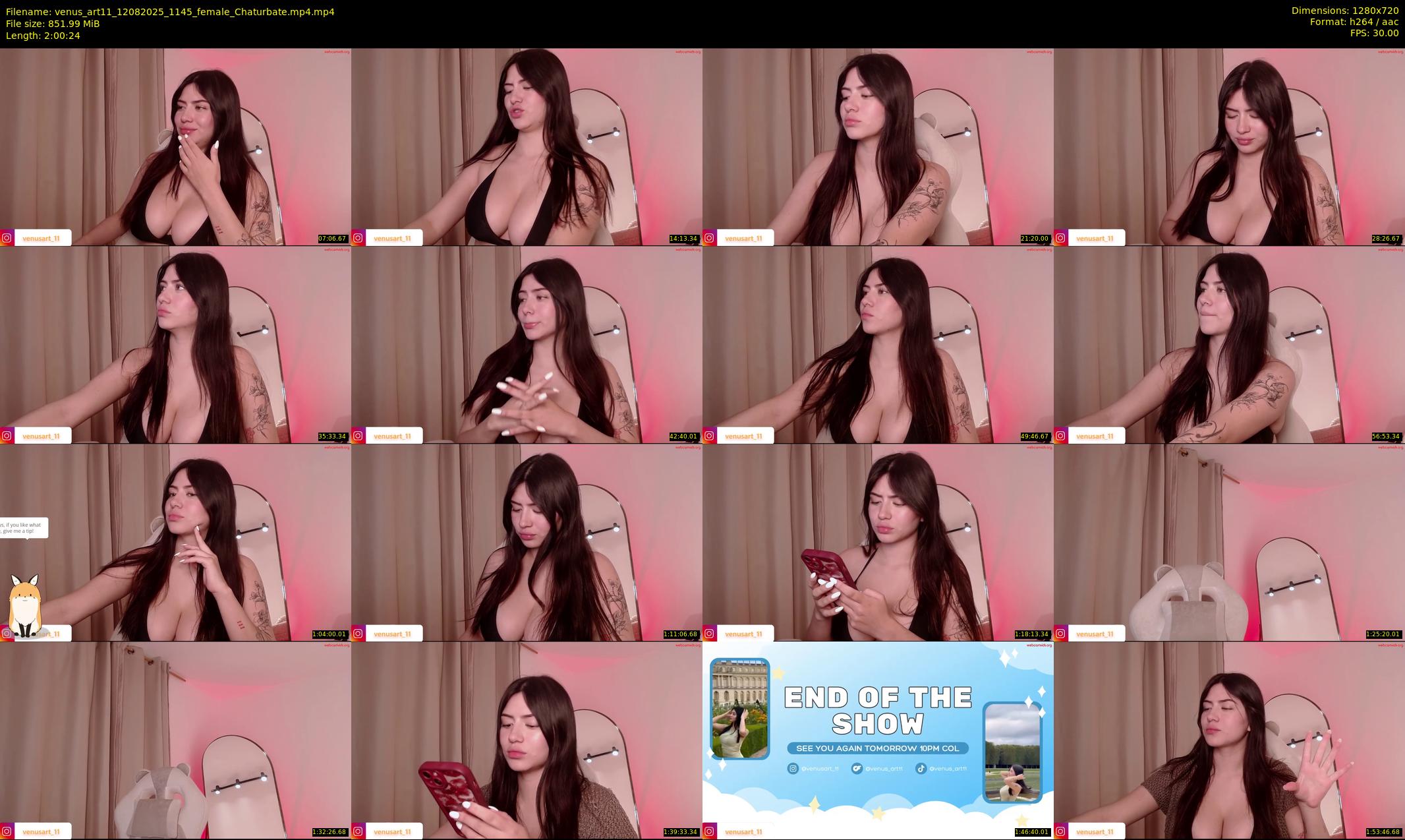 venus_art11 — 121 minute Chaturbate female cam show recording, 720p, Aug 12, 2025