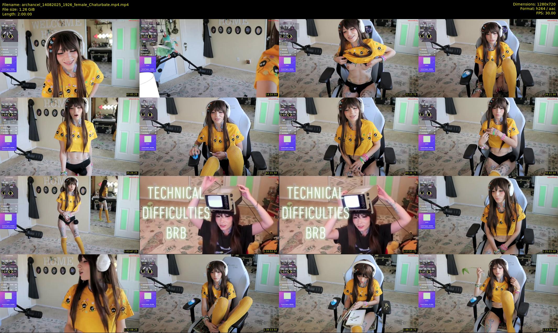 archancel — 120 minute Chaturbate female cam show recording, 720p, Aug 14, 2025