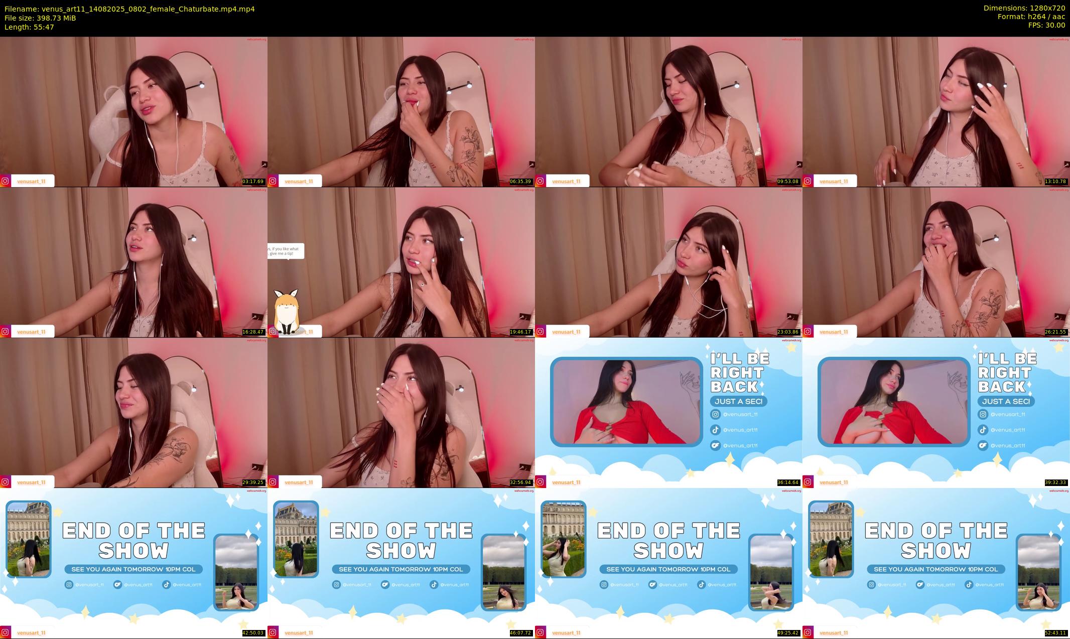 venus_art11 — 56 minute Chaturbate female cam show recording, 720p, Aug 14, 2025