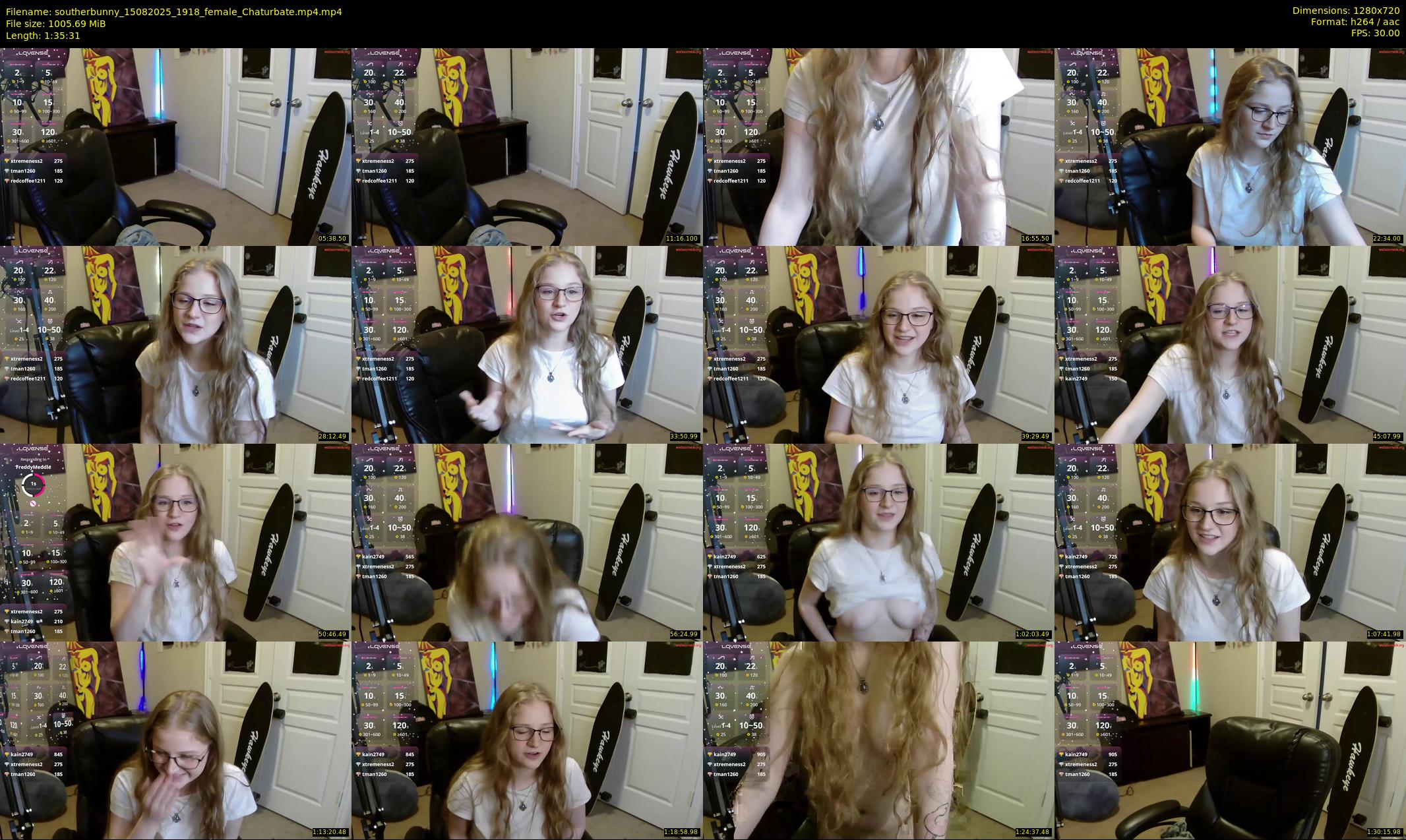 southerbunny — 96 minute Chaturbate female cam show recording, 720p, Aug 15, 2025