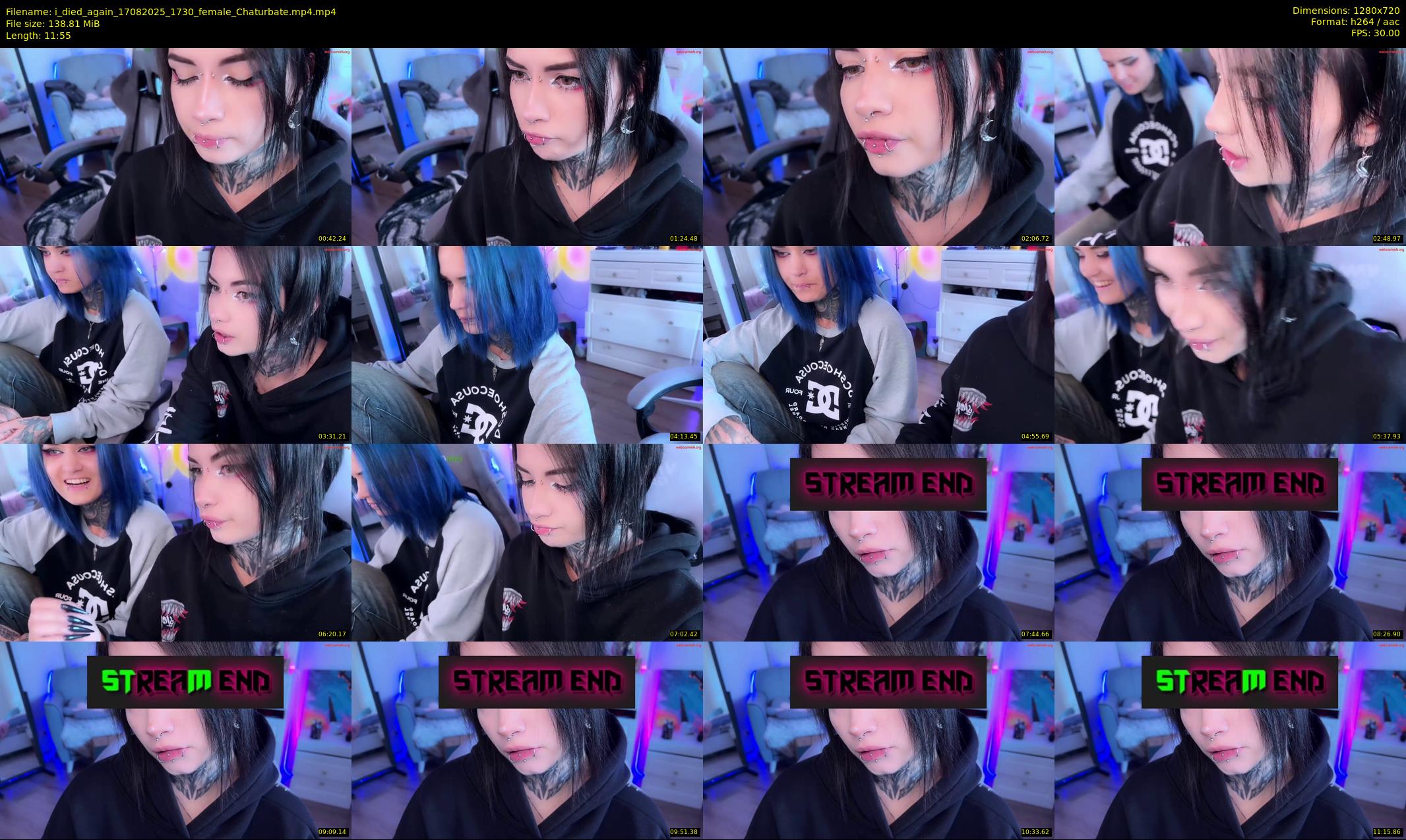 i_died_again — 12 minute Chaturbate female cam show recording, 720p, Aug 17, 2025