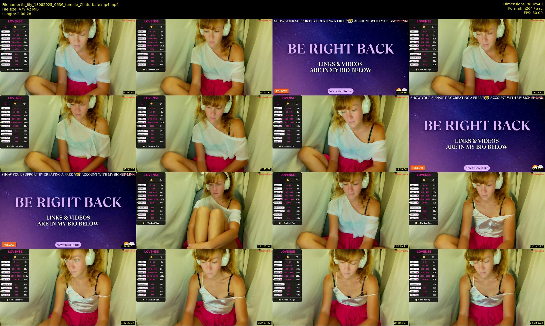 its_lily — 121 minute Chaturbate female cam show recording, 480p, Aug 18, 2025