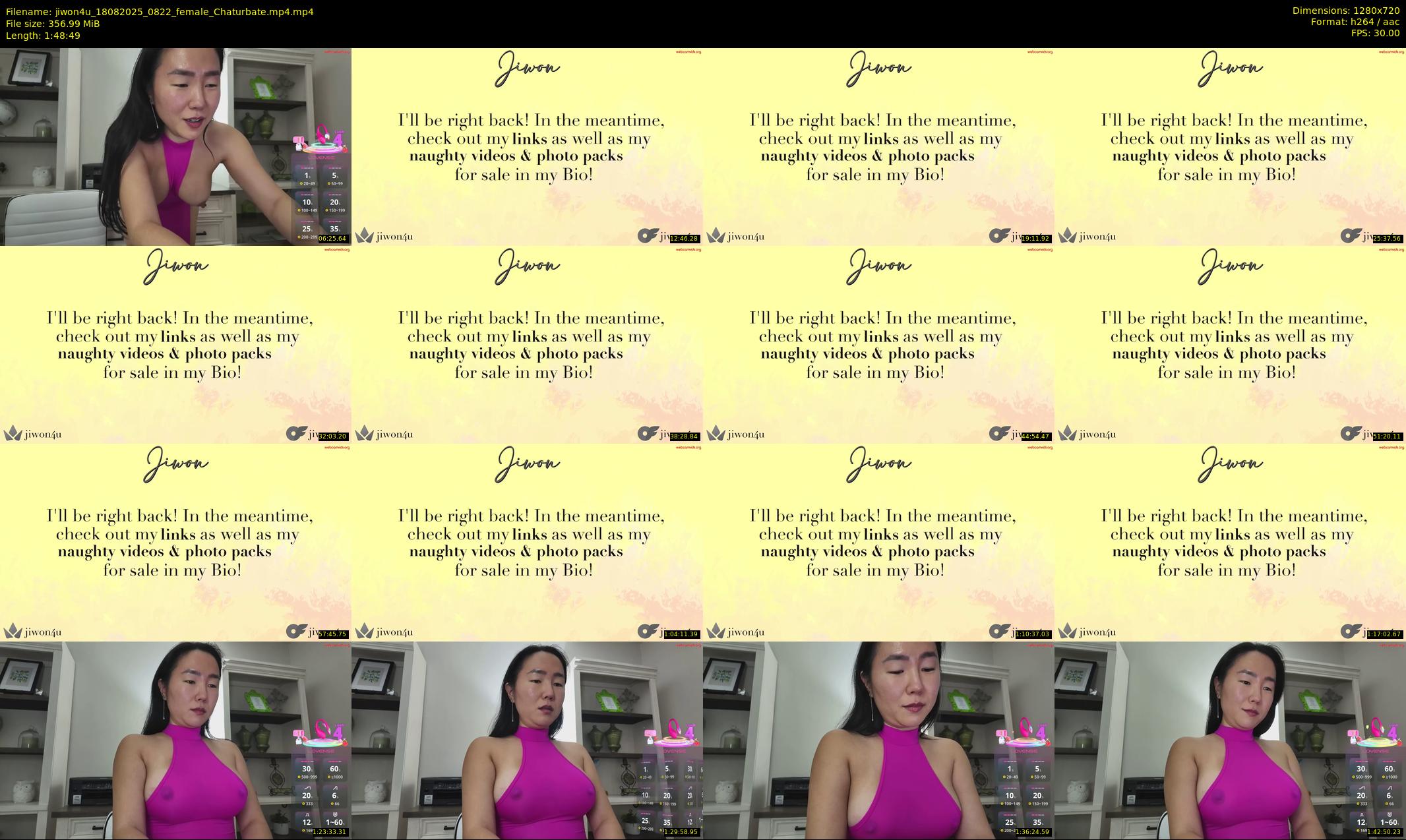 jiwon4u — 109 minute Chaturbate female cam show recording, 720p, Aug 18, 2025