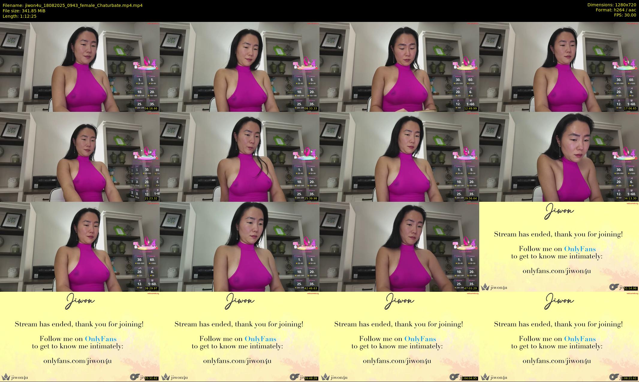 jiwon4u — 73 minute Chaturbate female cam show recording, 720p, Aug 18, 2025