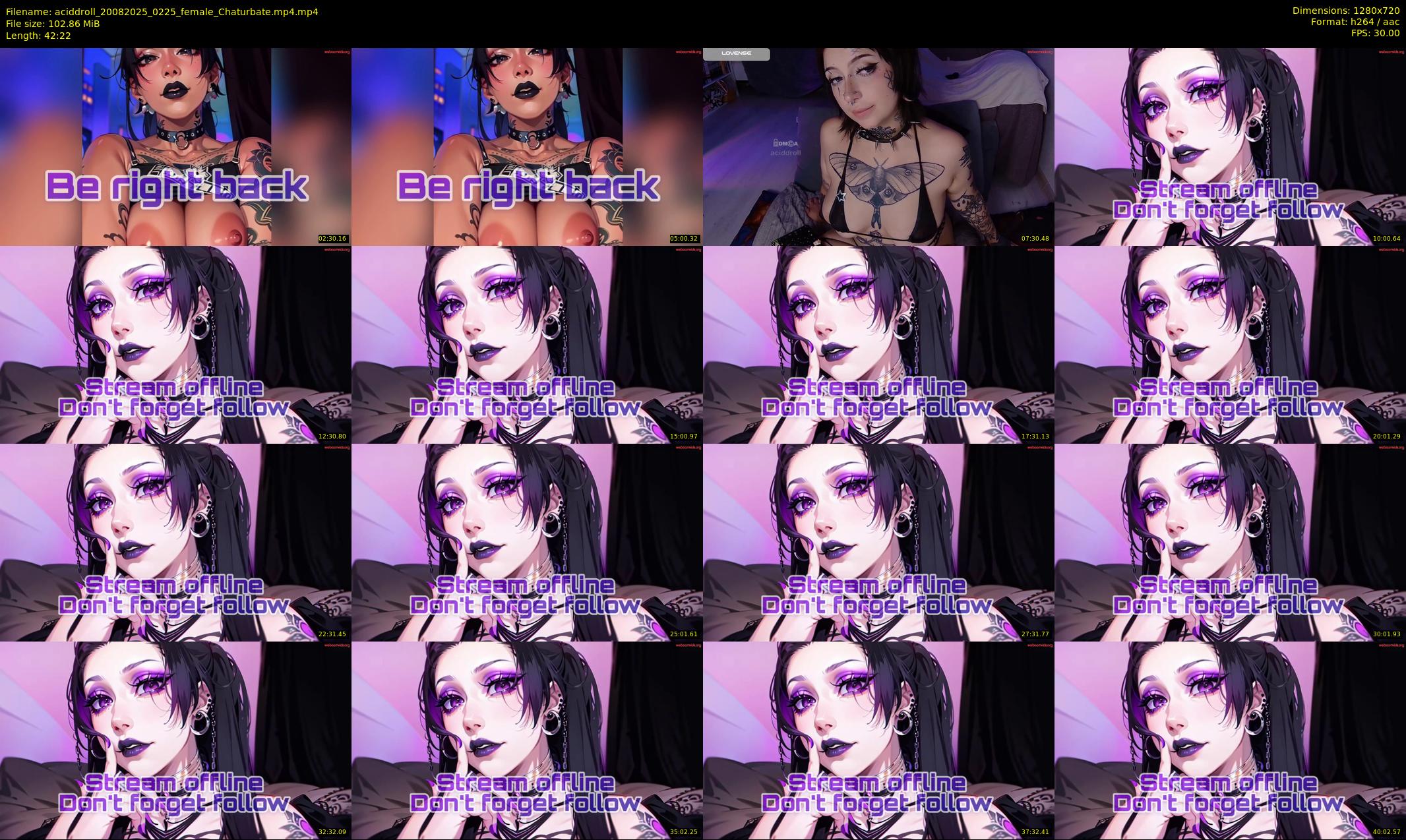 aciddroll — 43 minute Chaturbate female cam show recording, 720p, Aug 20, 2025