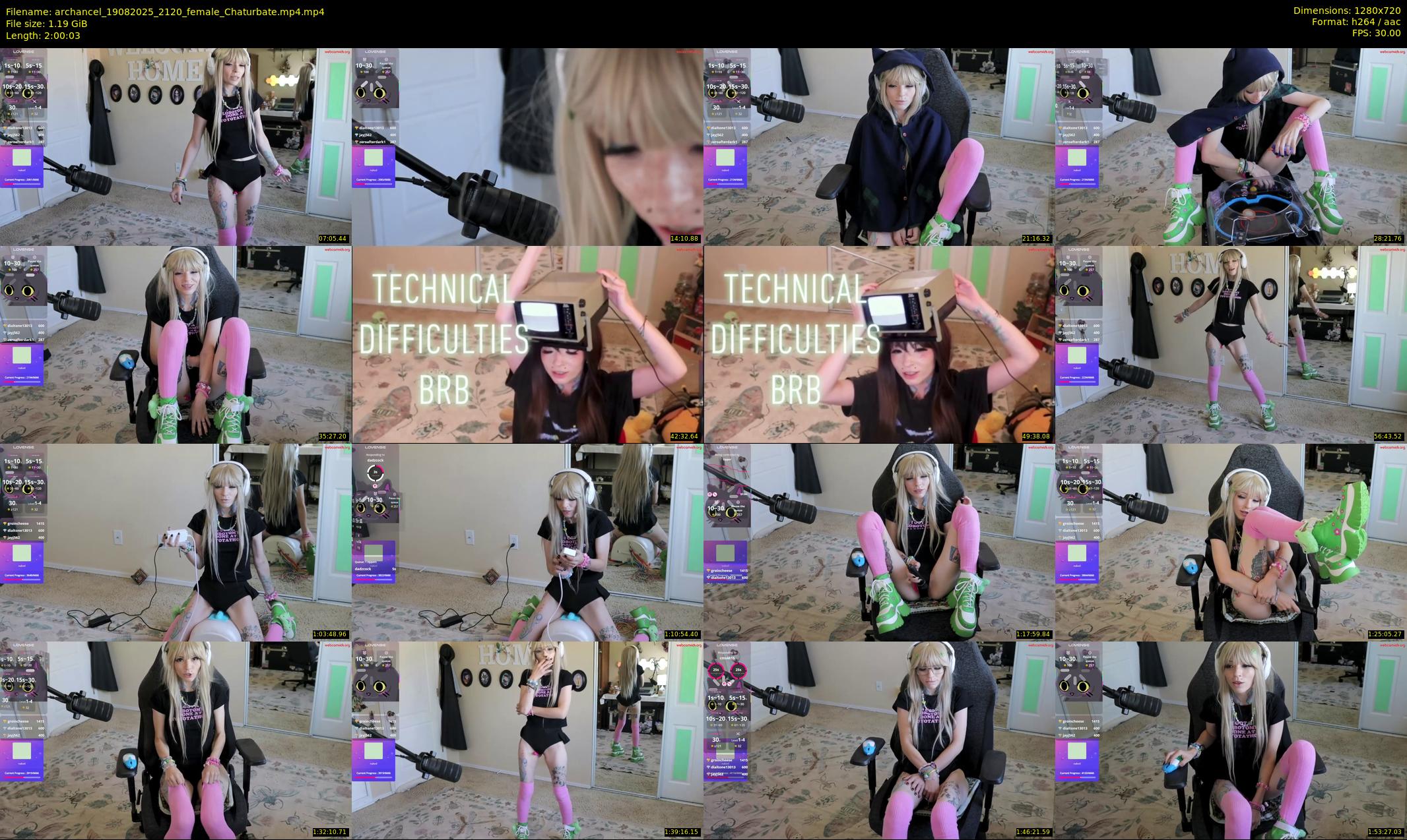 archancel — 121 minute Chaturbate female cam show recording, 720p, Aug 19, 2025