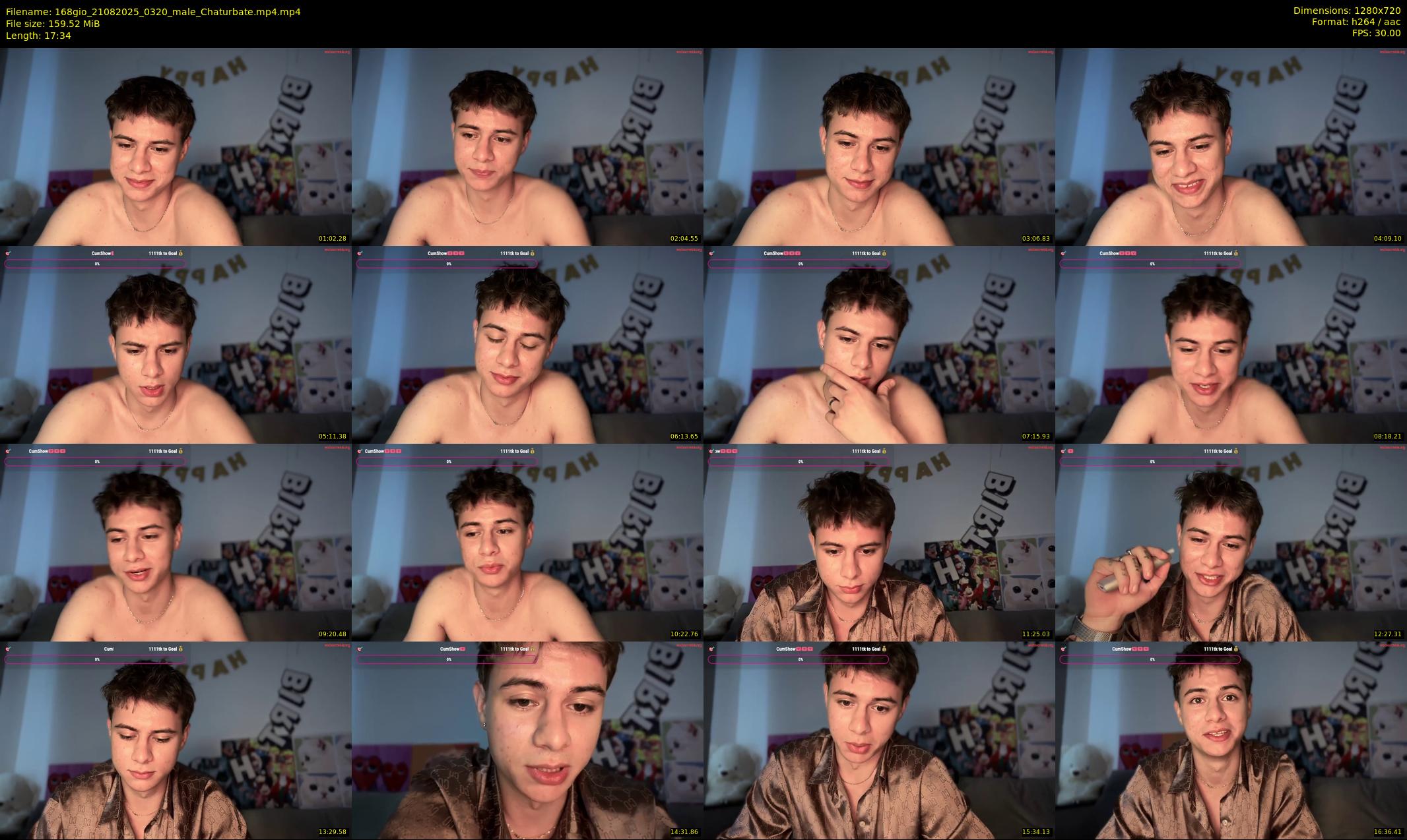 168gio — 18 minute Chaturbate male cam show recording, 720p, Aug 21, 2025