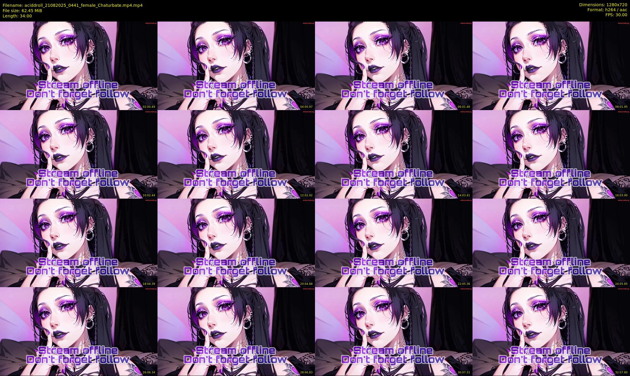 aciddroll — 34 minute Chaturbate female cam show recording, 720p, Aug 21, 2025