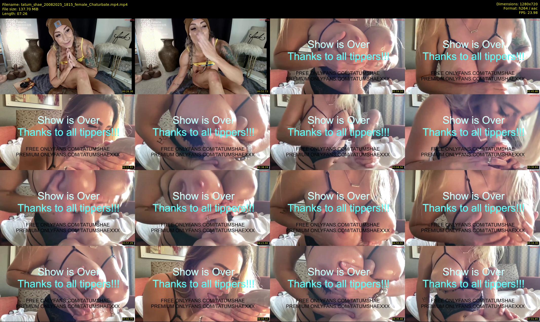 tatum_shae — 8 minute Chaturbate female cam show recording, 720p, Aug 20, 2025