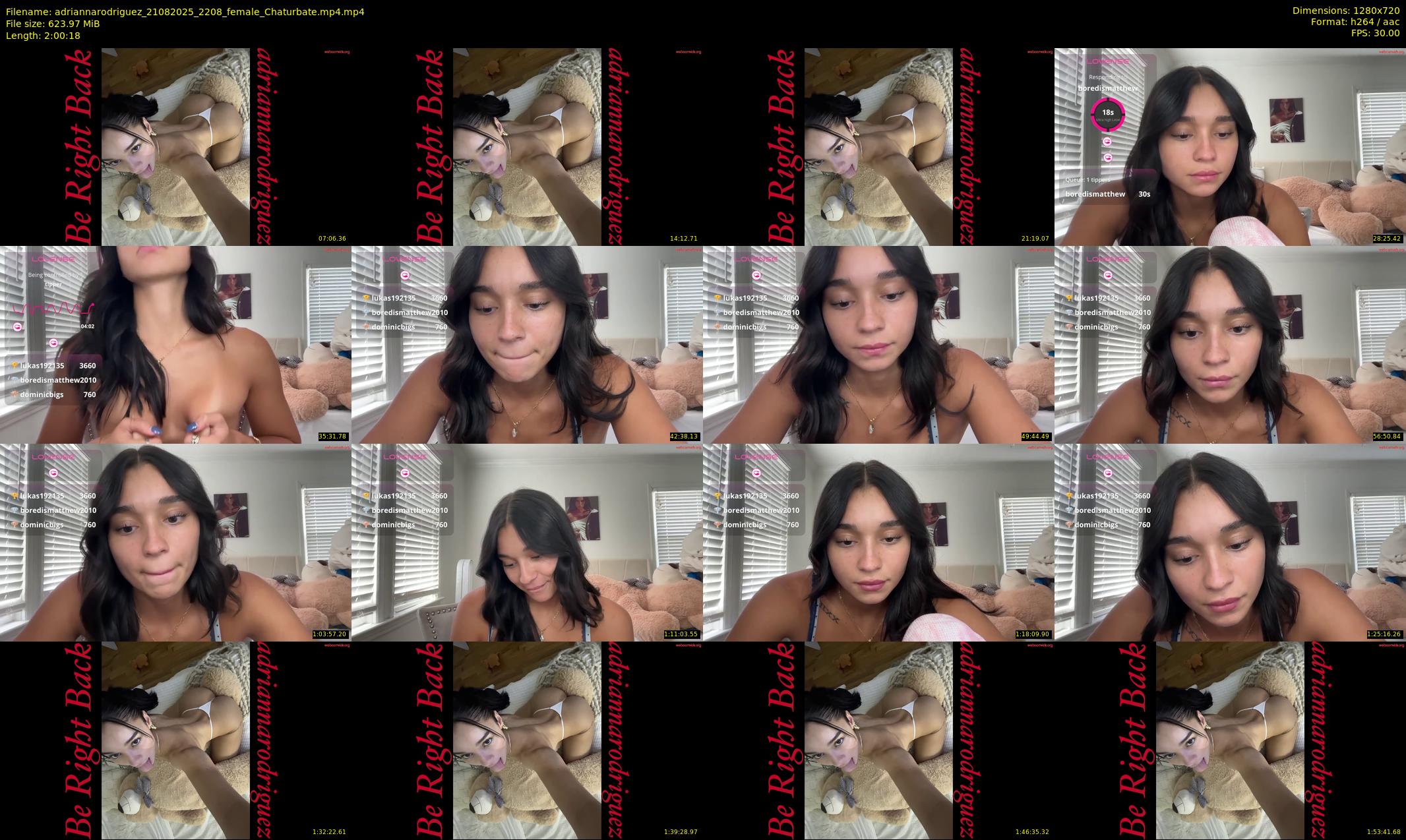 adriannarodriguez — 121 minute Chaturbate female cam show recording, 720p, Aug 21, 2025
