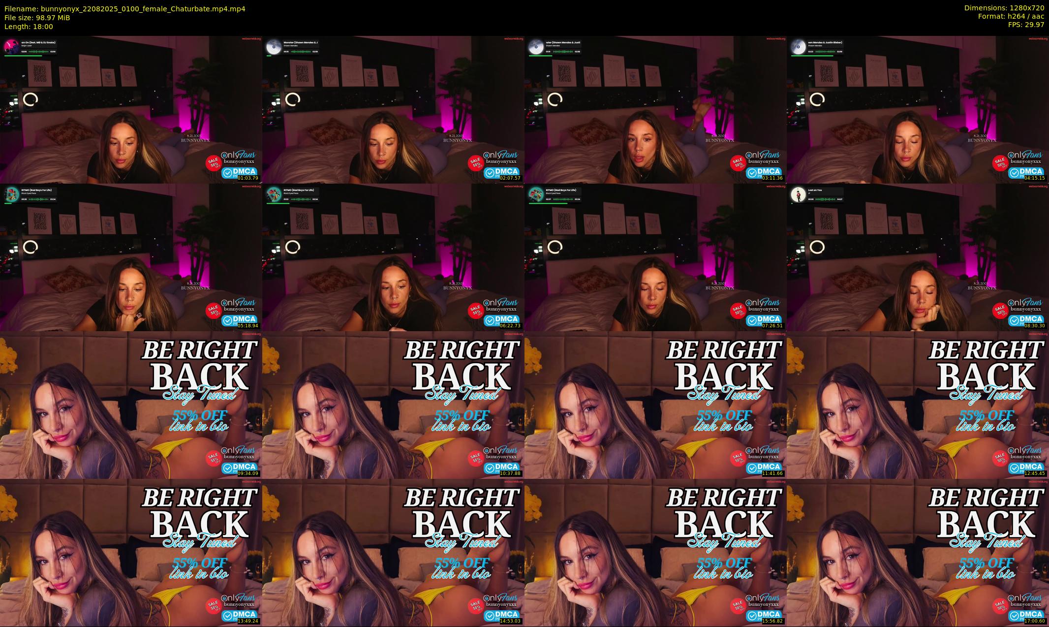 bunnyonyx — 18 minute Chaturbate female cam show recording, 720p, Aug 22, 2025