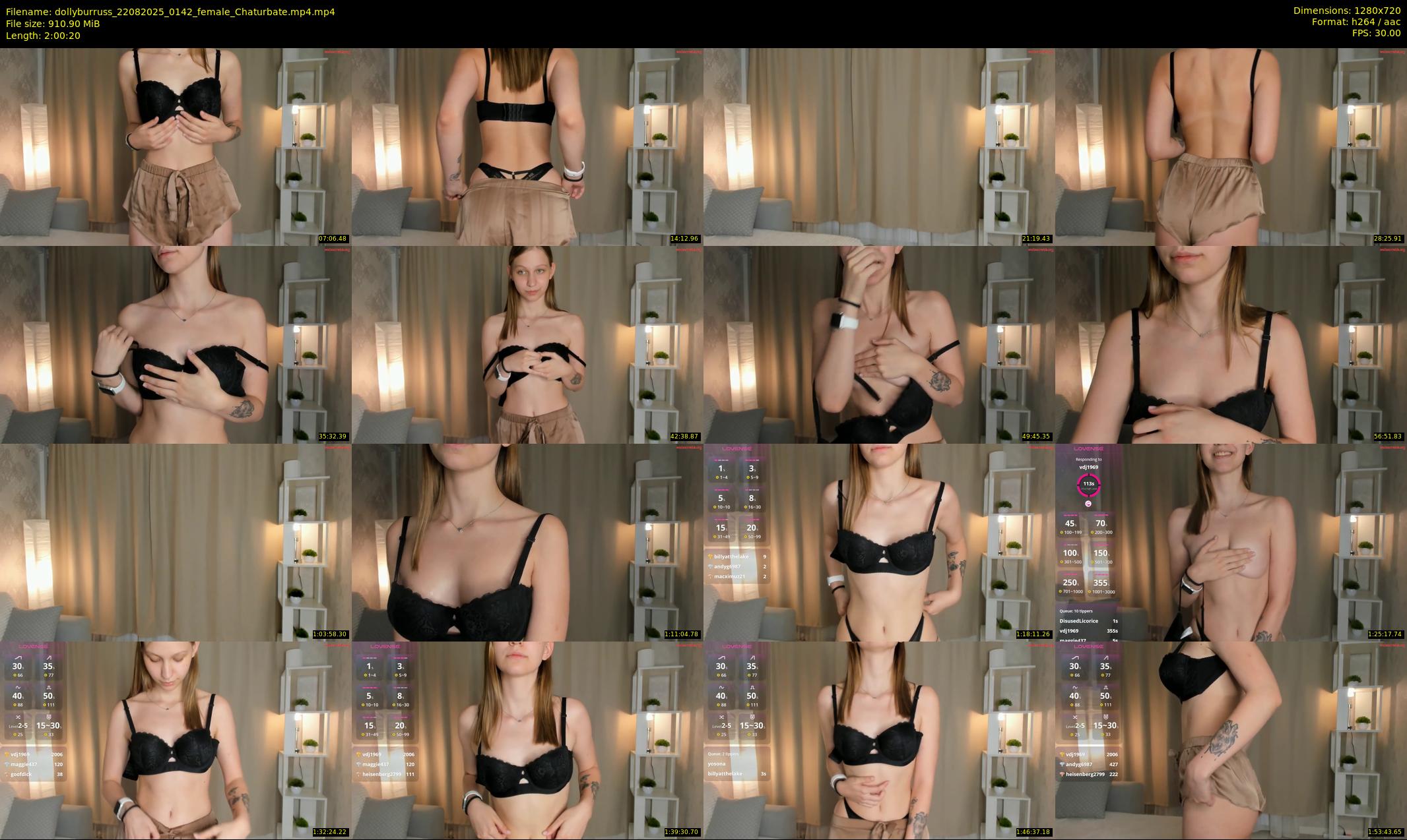 dollyburruss — 121 minute Chaturbate female cam show recording, 720p, Aug 22, 2025