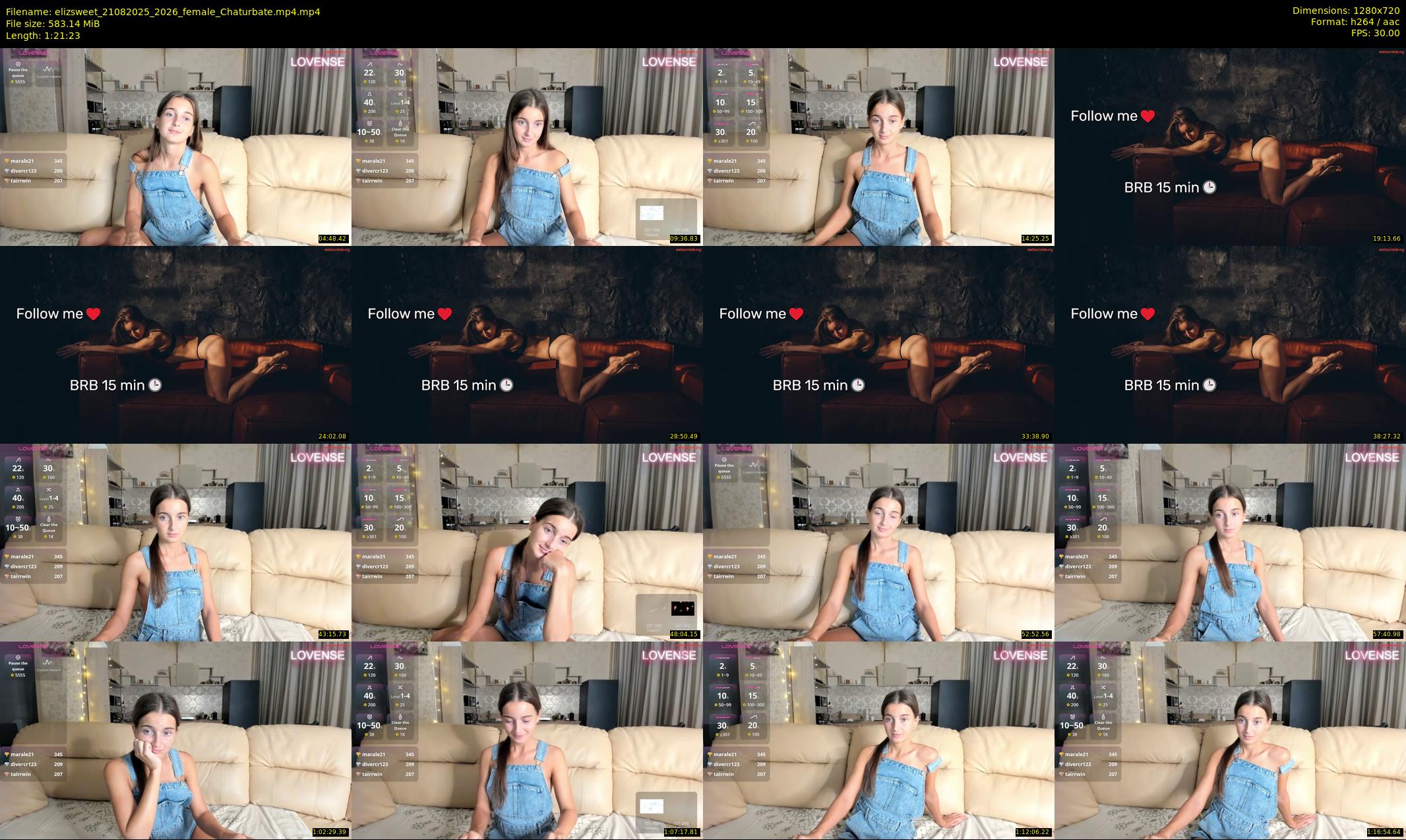 elizsweet — 82 minute Chaturbate female cam show recording, 720p, Aug 21, 2025