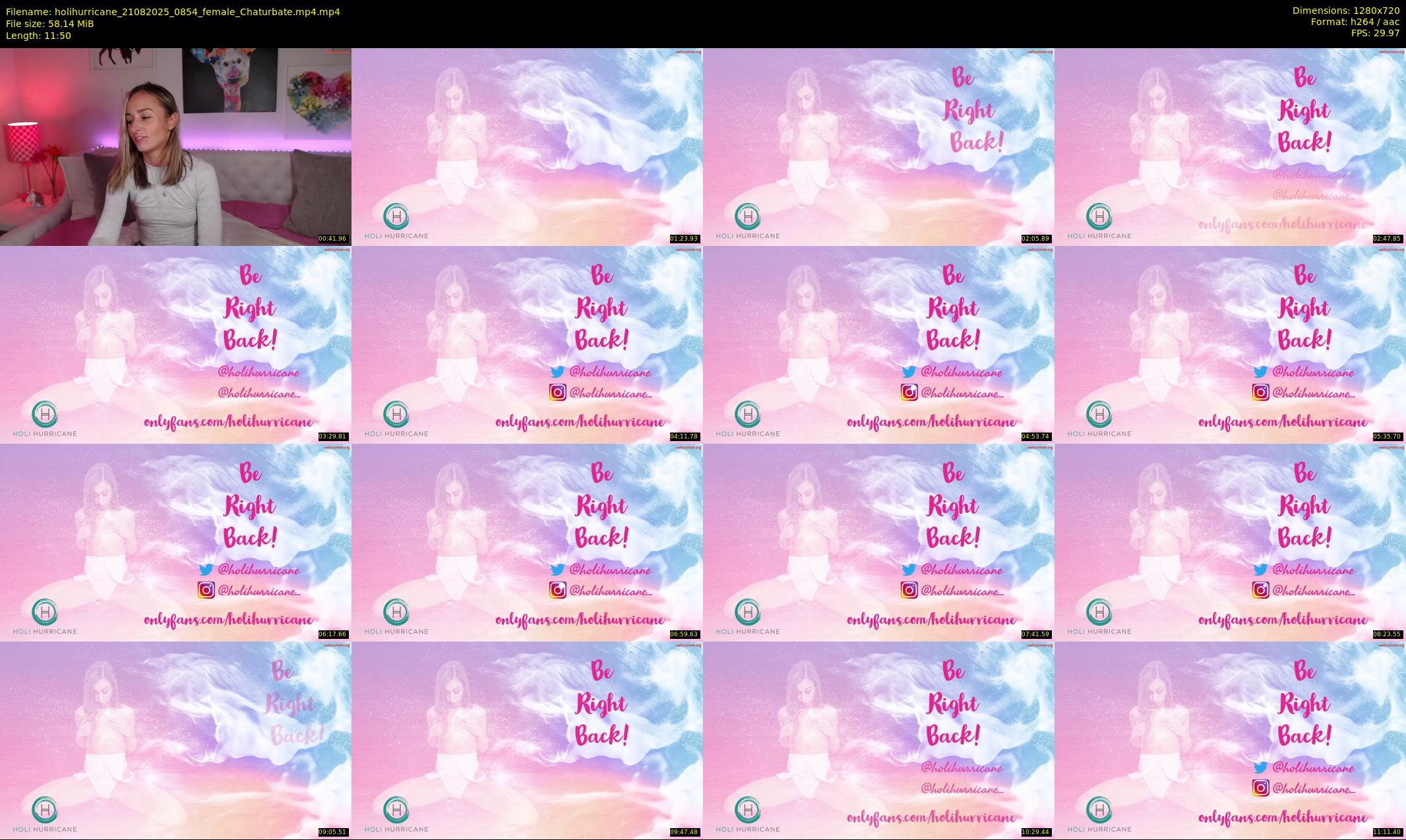 holihurricane — 12 minute Chaturbate female cam show recording, 720p, Aug 21, 2025