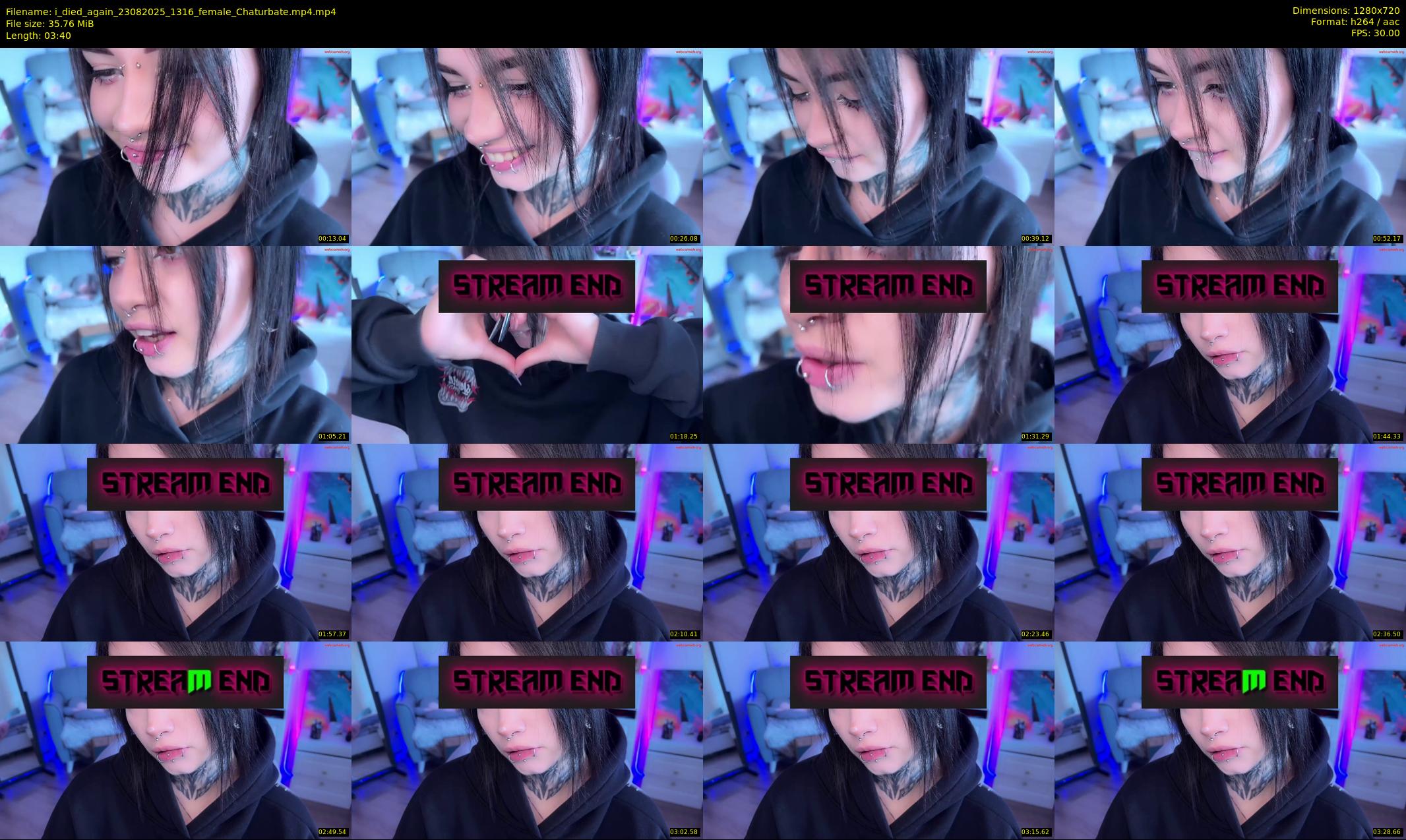 i_died_again — 4 minute Chaturbate female cam show recording, 720p, Aug 23, 2025
