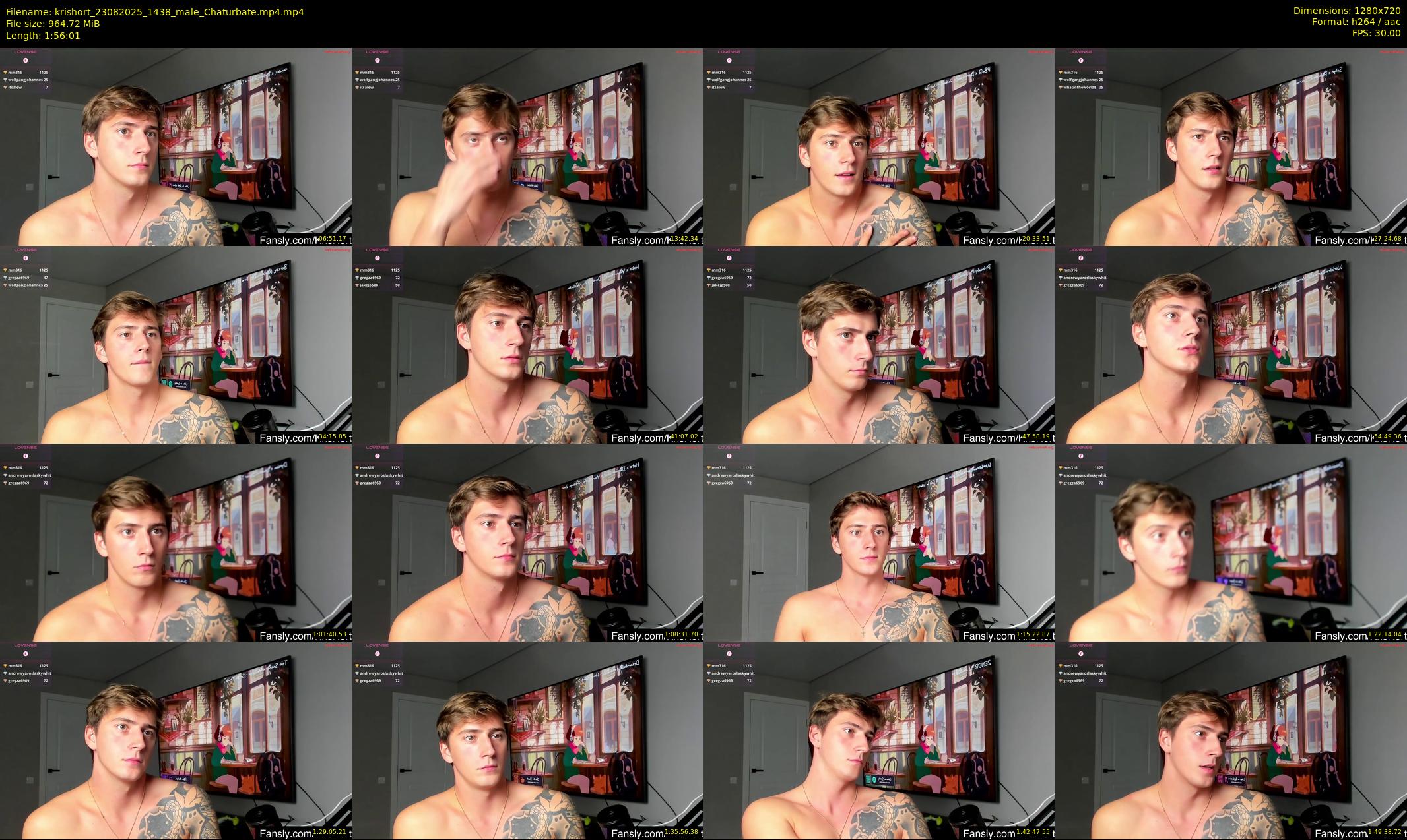 krishort — 117 minute Chaturbate male cam show recording, 720p, Aug 23, 2025
