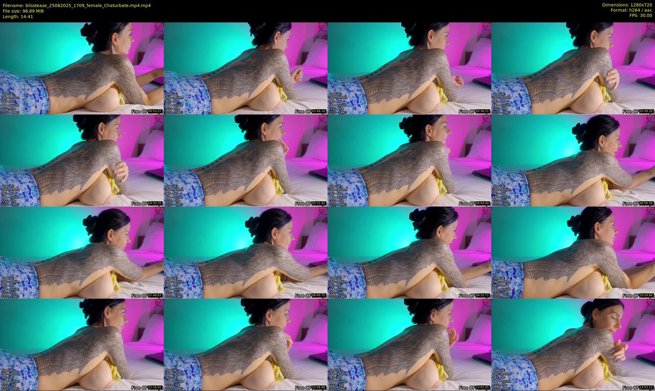 blisstease — 15 minute Chaturbate female cam show recording, 720p, Aug 25, 2025