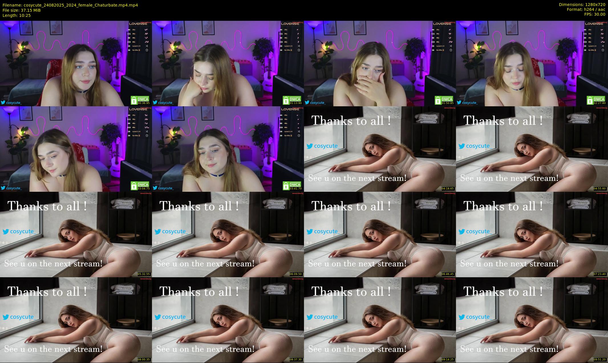 cosycute — 11 minute Chaturbate female cam show recording, 720p, Aug 24, 2025