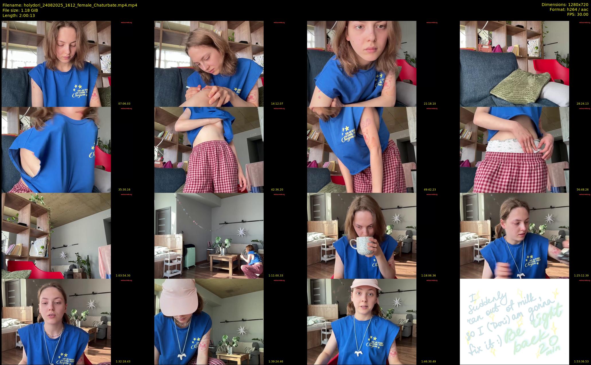 holydori — 121 minute Chaturbate female cam show recording, 720p, Aug 24, 2025