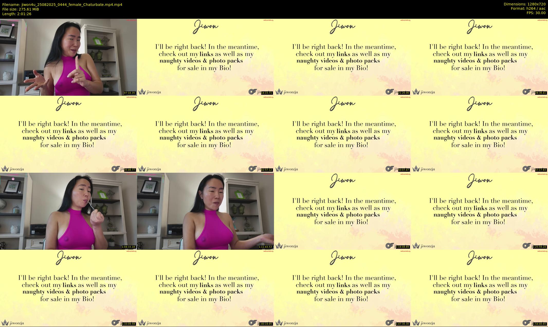 jiwon4u — 122 minute Chaturbate female cam show recording, 720p, Aug 25, 2025