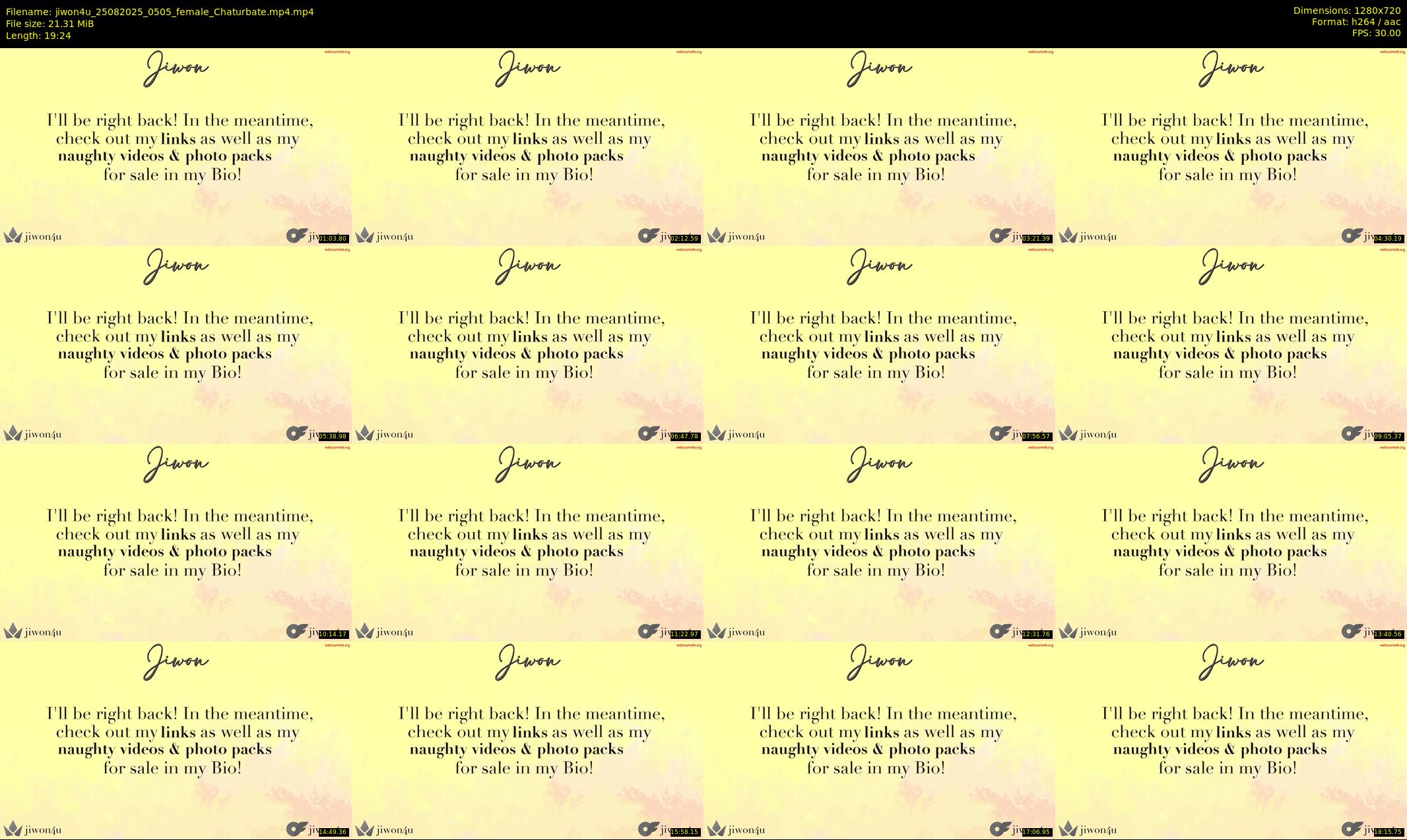 jiwon4u — 20 minute Chaturbate female cam show recording, 720p, Aug 25, 2025