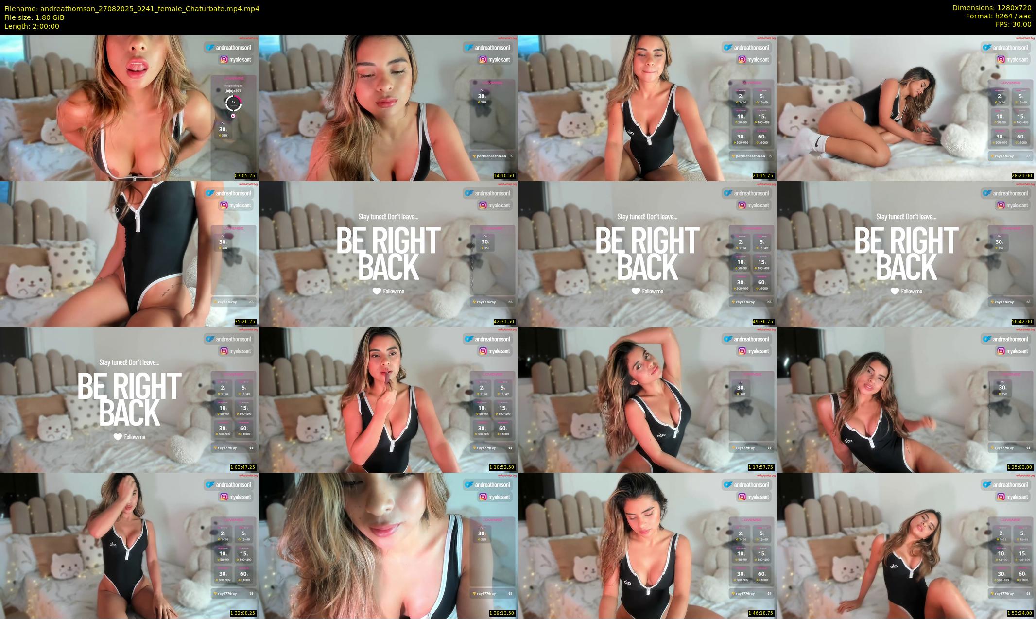 andreathomson — 120 minute Chaturbate female cam show recording, 720p, Aug 27, 2025