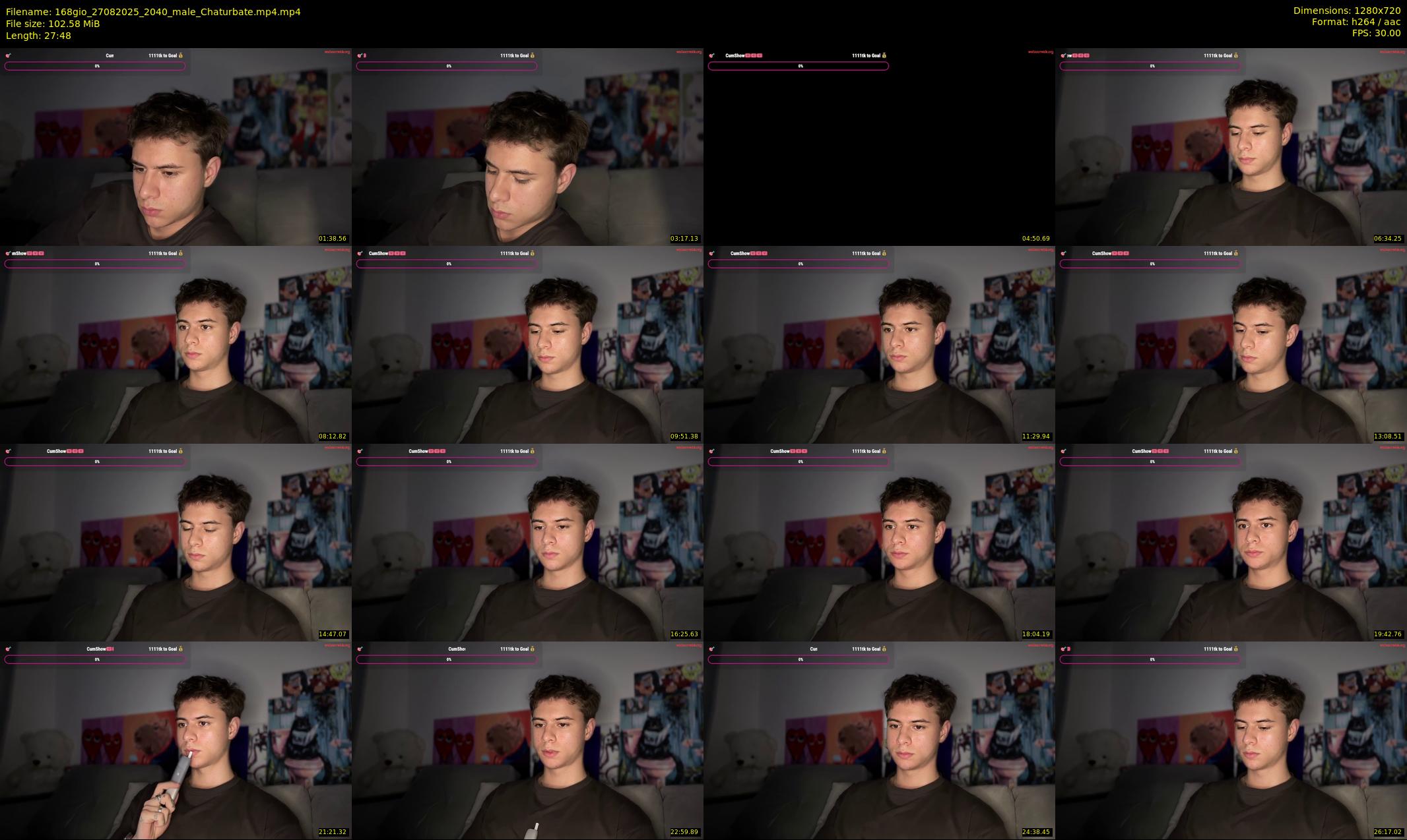 168gio — 28 minute Chaturbate male cam show recording, 720p, Aug 27, 2025