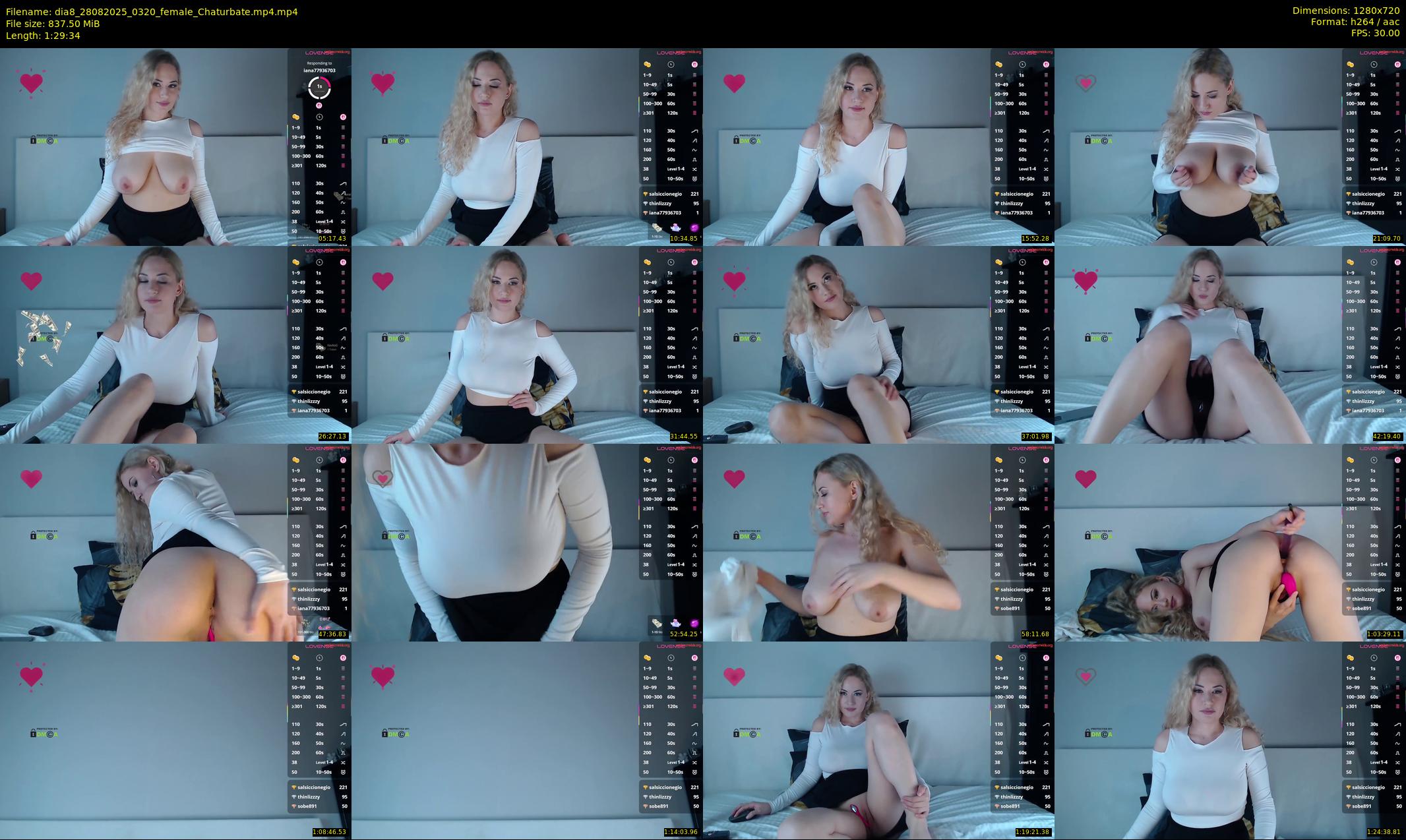 dia8 — 90 minute Chaturbate female cam show recording, 720p, Aug 28, 2025