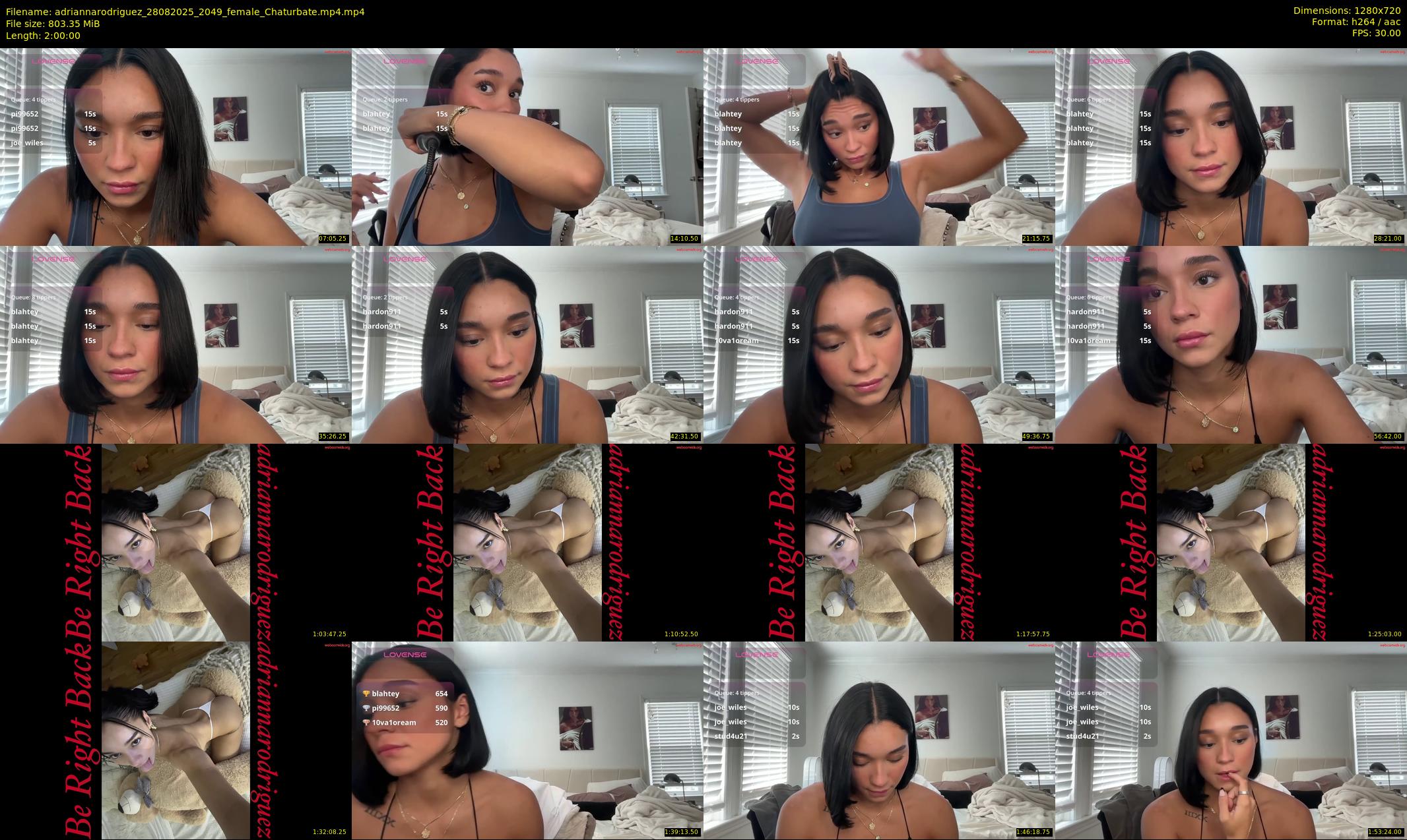 adriannarodriguez — 120 minute Chaturbate female cam show recording, 720p, Aug 28, 2025