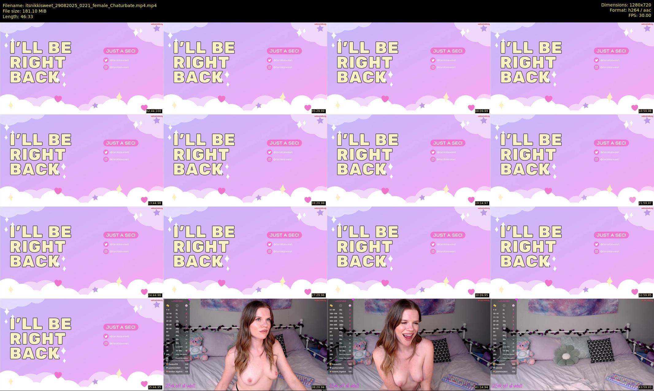 itsnikkisweet — 47 minute Chaturbate couple cam show recording, 720p, Aug 29, 2025
