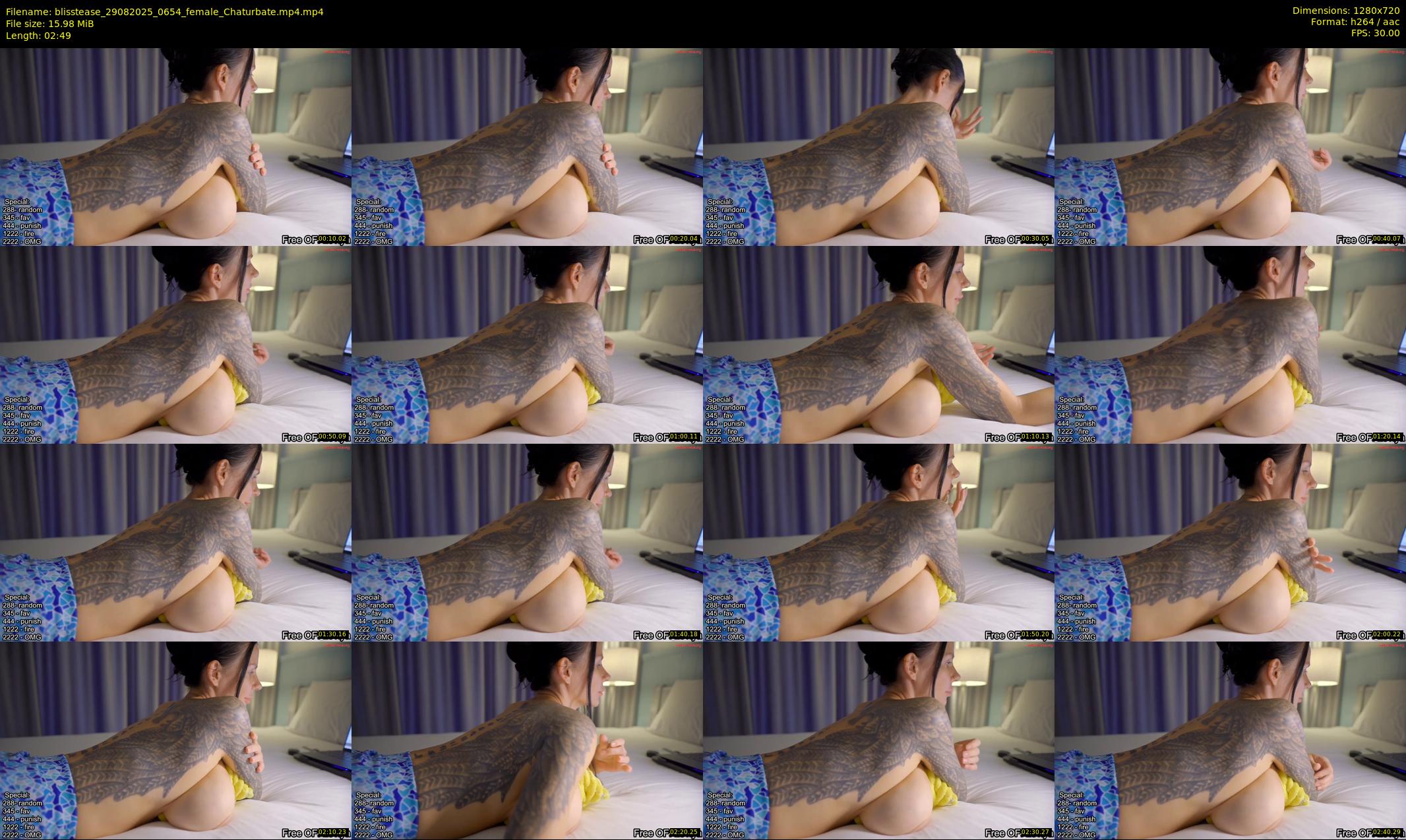 blisstease — 3 minute Chaturbate female cam show recording, 720p, Aug 29, 2025