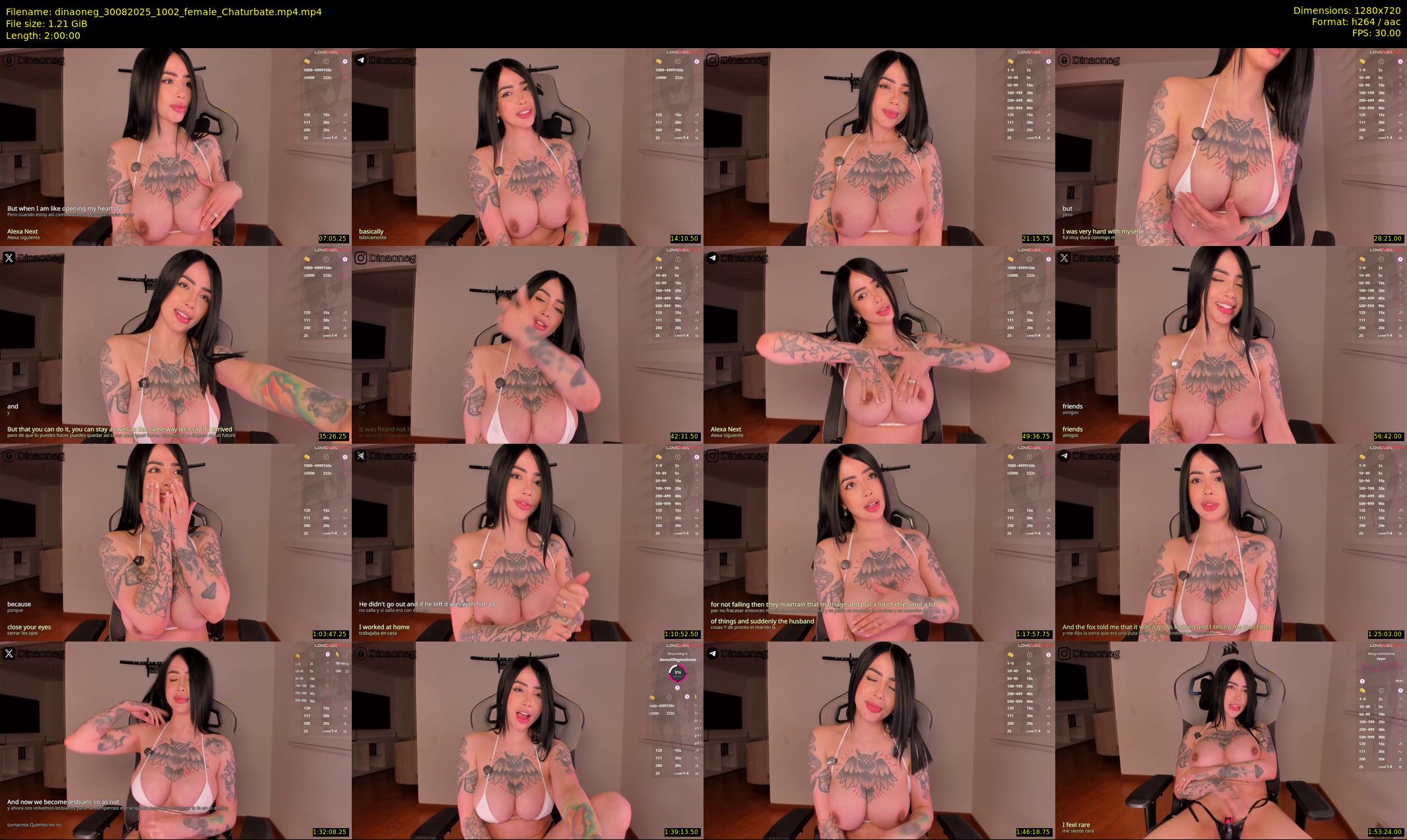 dinaoneg — 120 minute Chaturbate female cam show recording, 720p, Aug 30, 2025