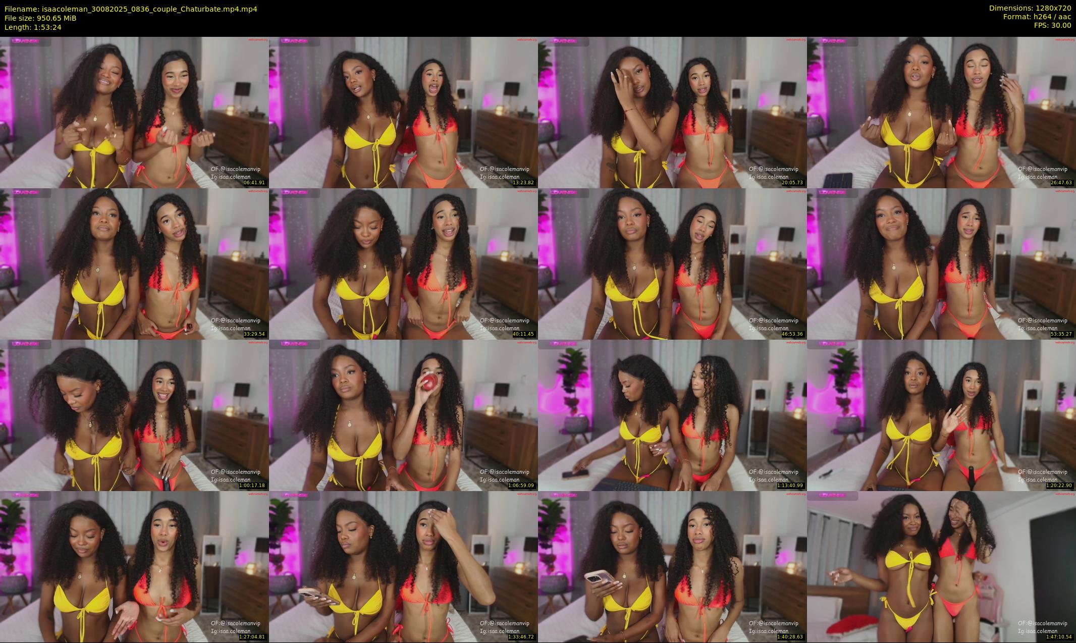 isaacoleman — 114 minute Chaturbate female cam show recording, 720p, Aug 30, 2025