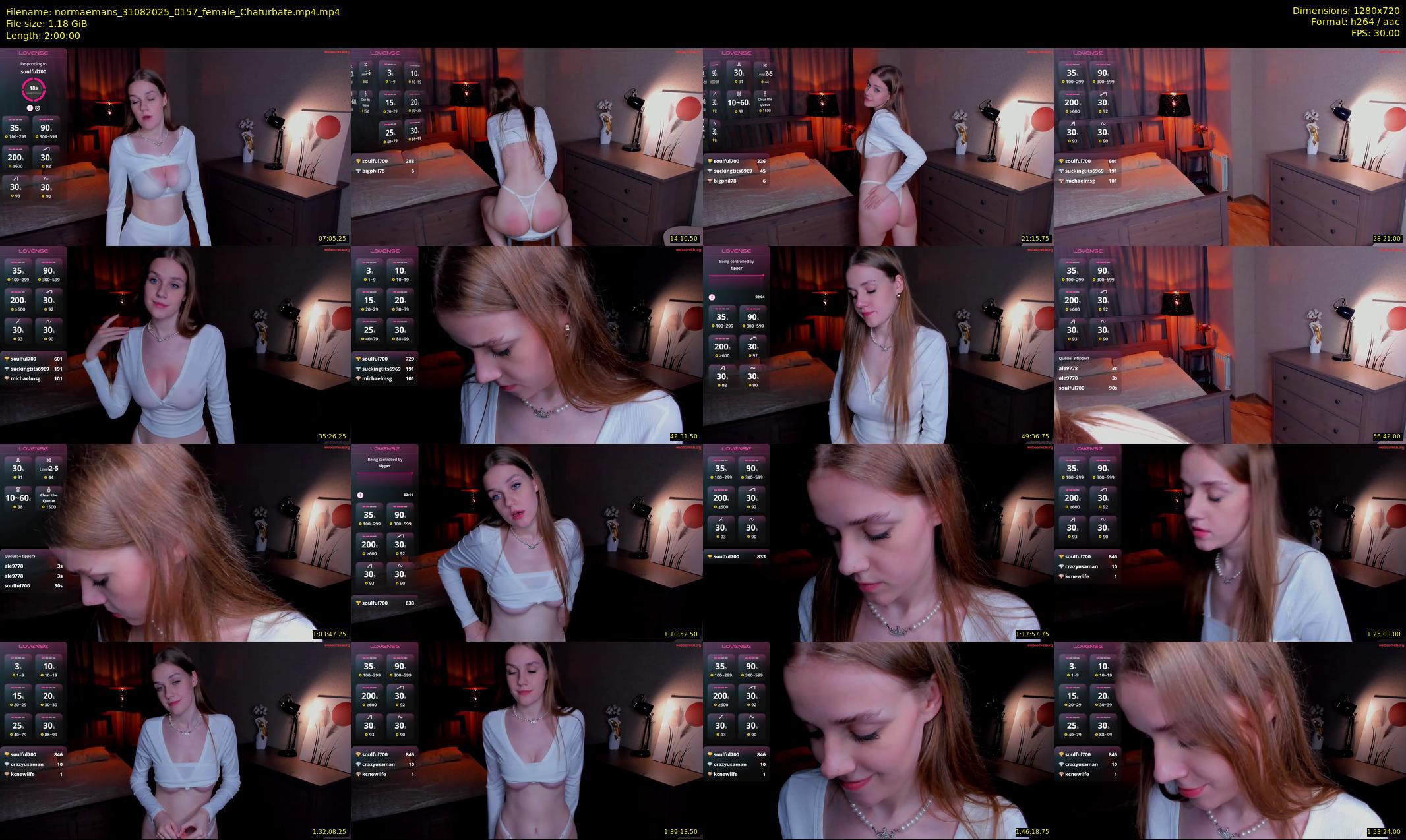 normaemans — 120 minute Chaturbate female cam show recording, 720p, Aug 31, 2025