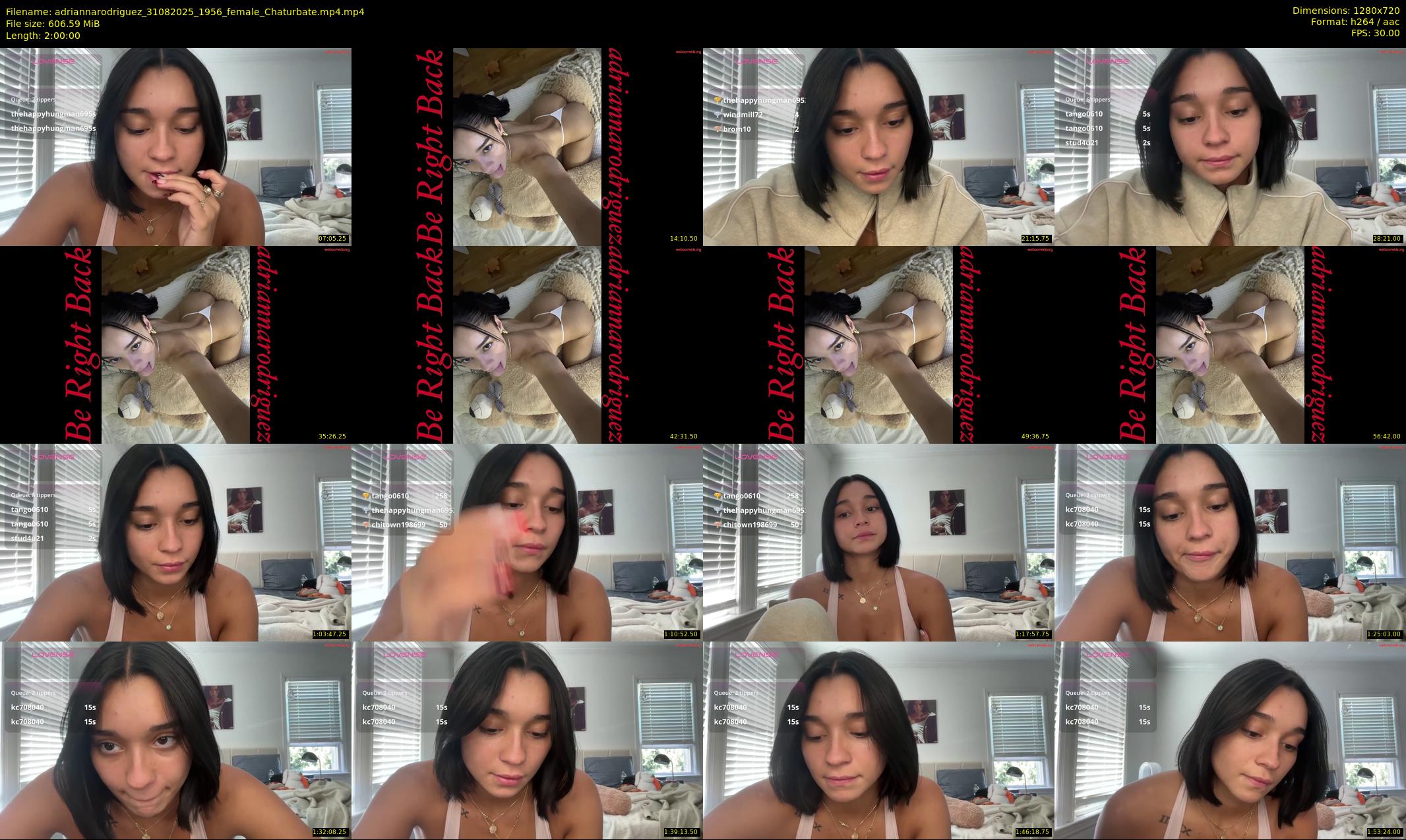 adriannarodriguez — 120 minute Chaturbate female cam show recording, 720p, Aug 31, 2025