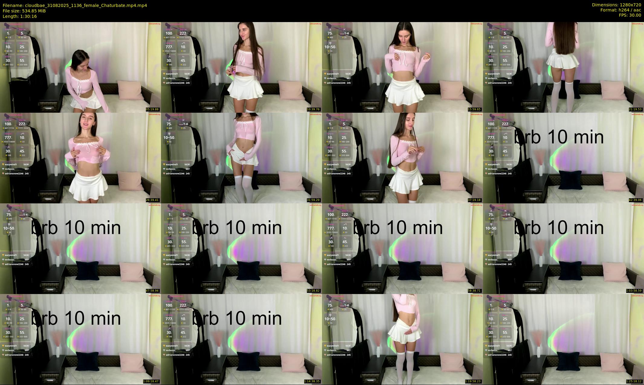 cloudbae — 91 minute Chaturbate female cam show recording, 720p, Aug 31, 2025