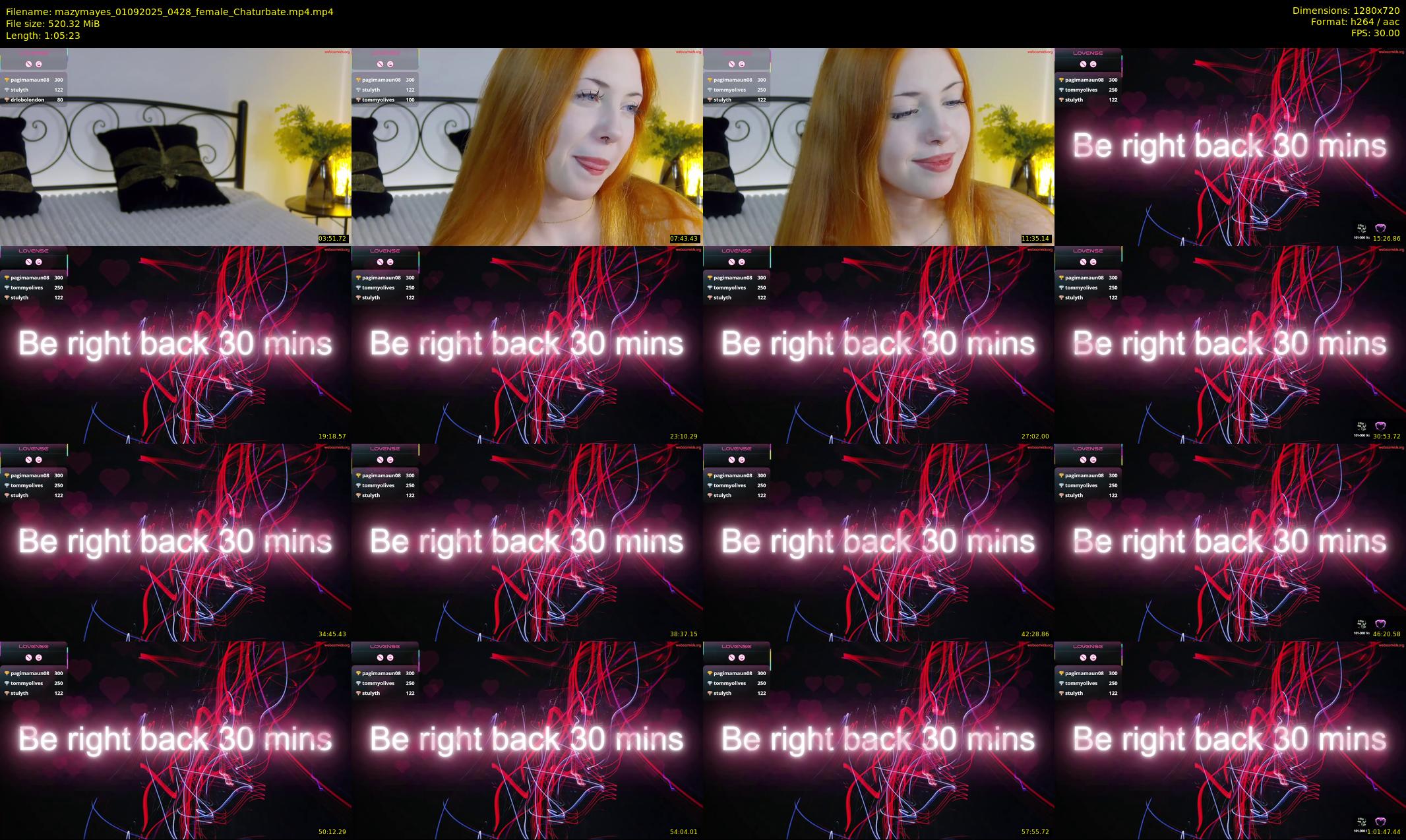 mazymayes — 66 minute Chaturbate female cam show recording, 720p, Sep 1, 2025
