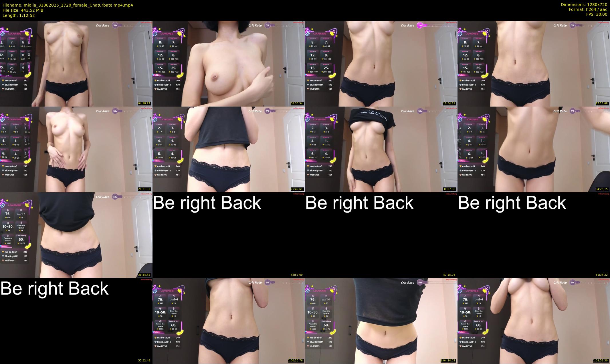 miolia — 73 minute Chaturbate female cam show recording, 720p, Aug 31, 2025