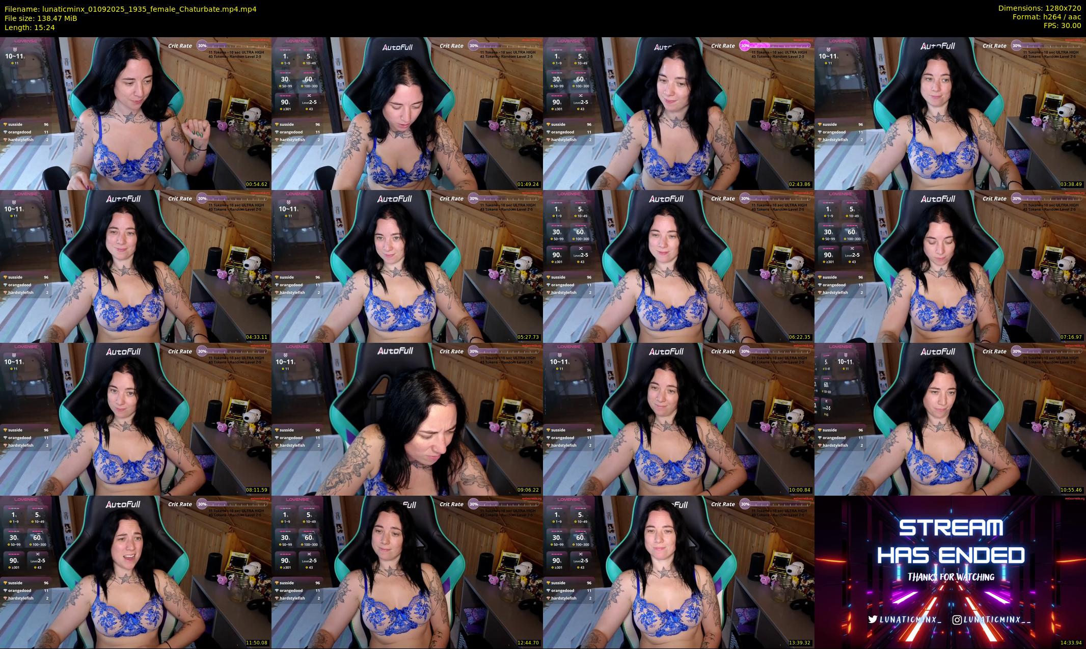 lunaticminx — 16 minute Chaturbate female cam show recording, 720p, Sep 1, 2025