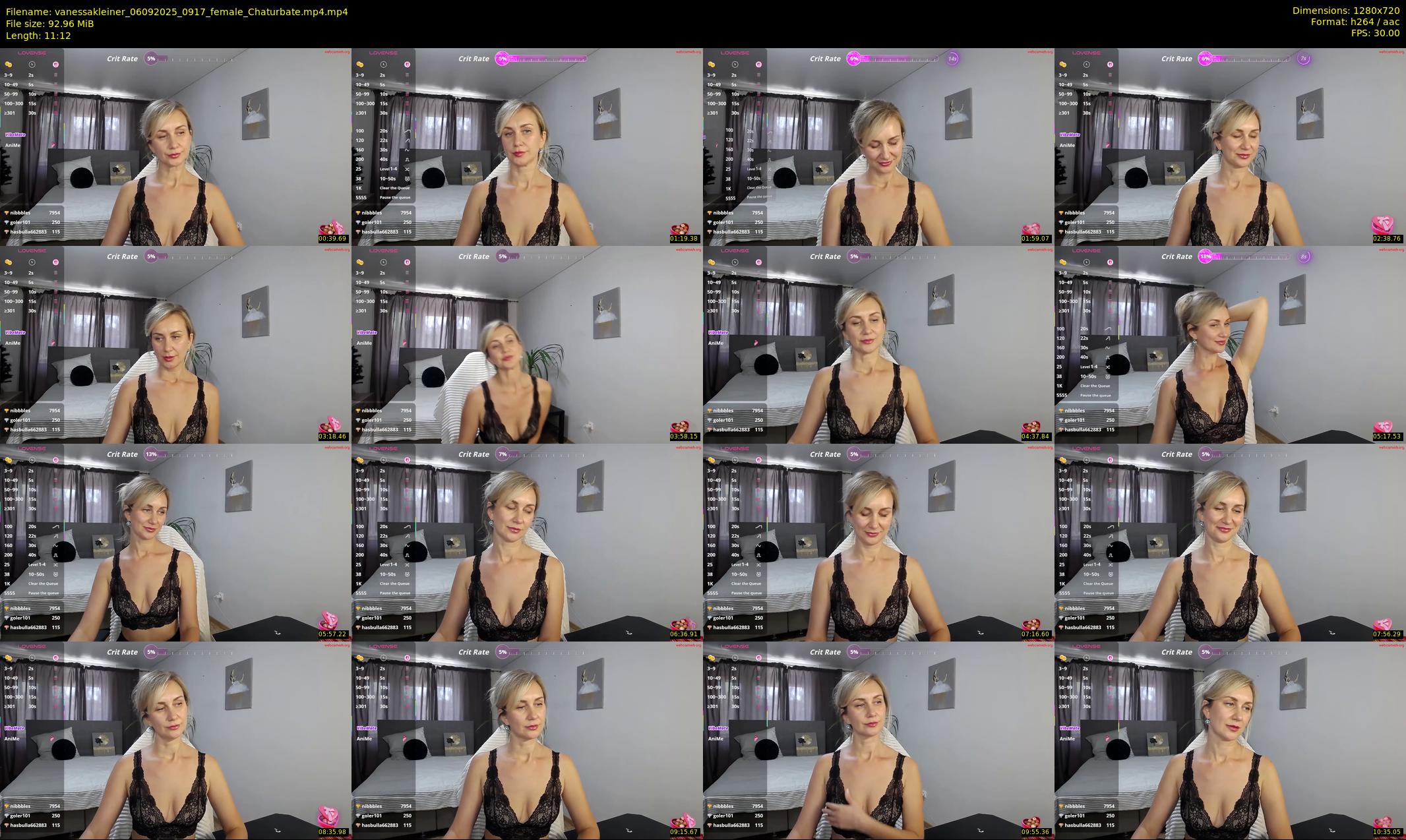 vanessakleiner — 12 minute Chaturbate female cam show recording, 720p, Sep 6, 2025