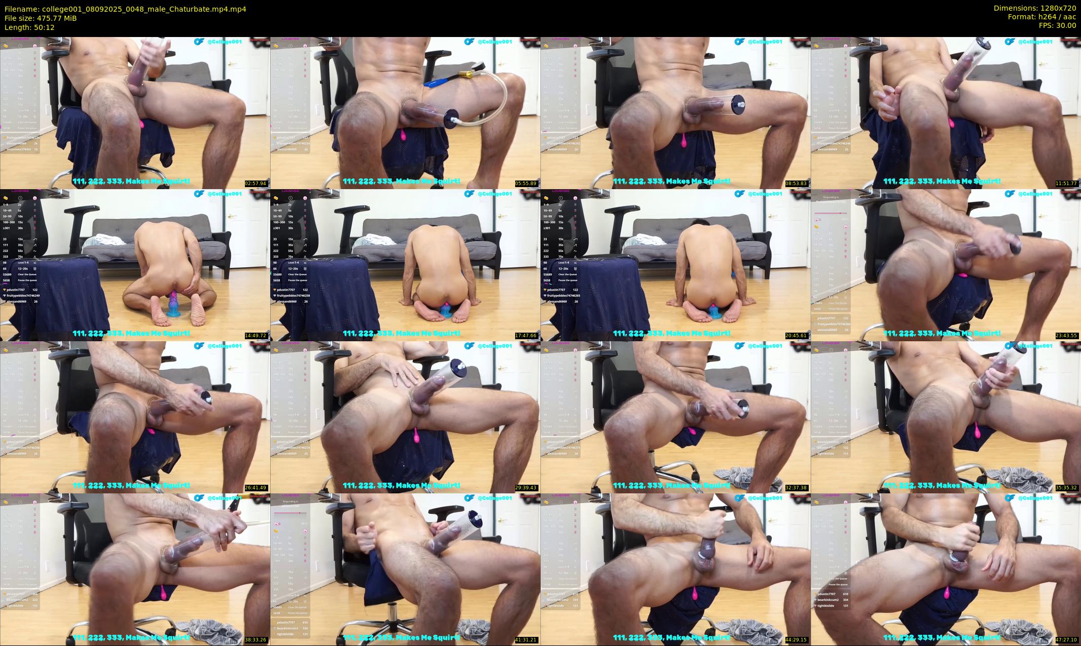 college001 — 51 minute Chaturbate male cam show recording, 720p, Sep 8, 2025