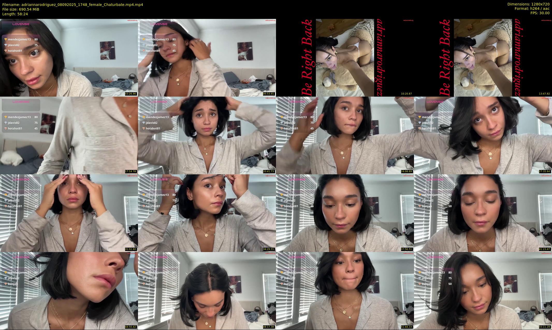 adriannarodriguez — 59 minute Chaturbate female cam show recording, 720p, Sep 8, 2025