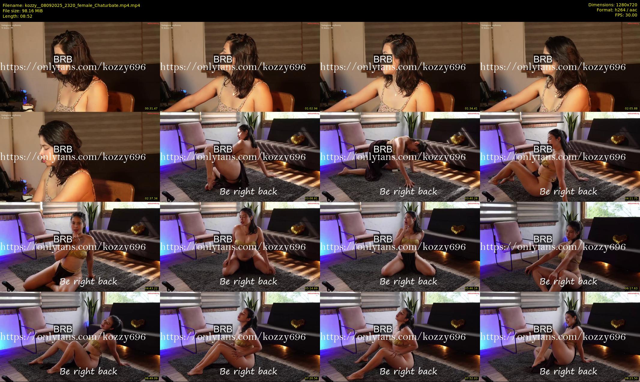 kozzy_ — 9 minute Chaturbate female cam show recording, 720p, Sep 8, 2025
