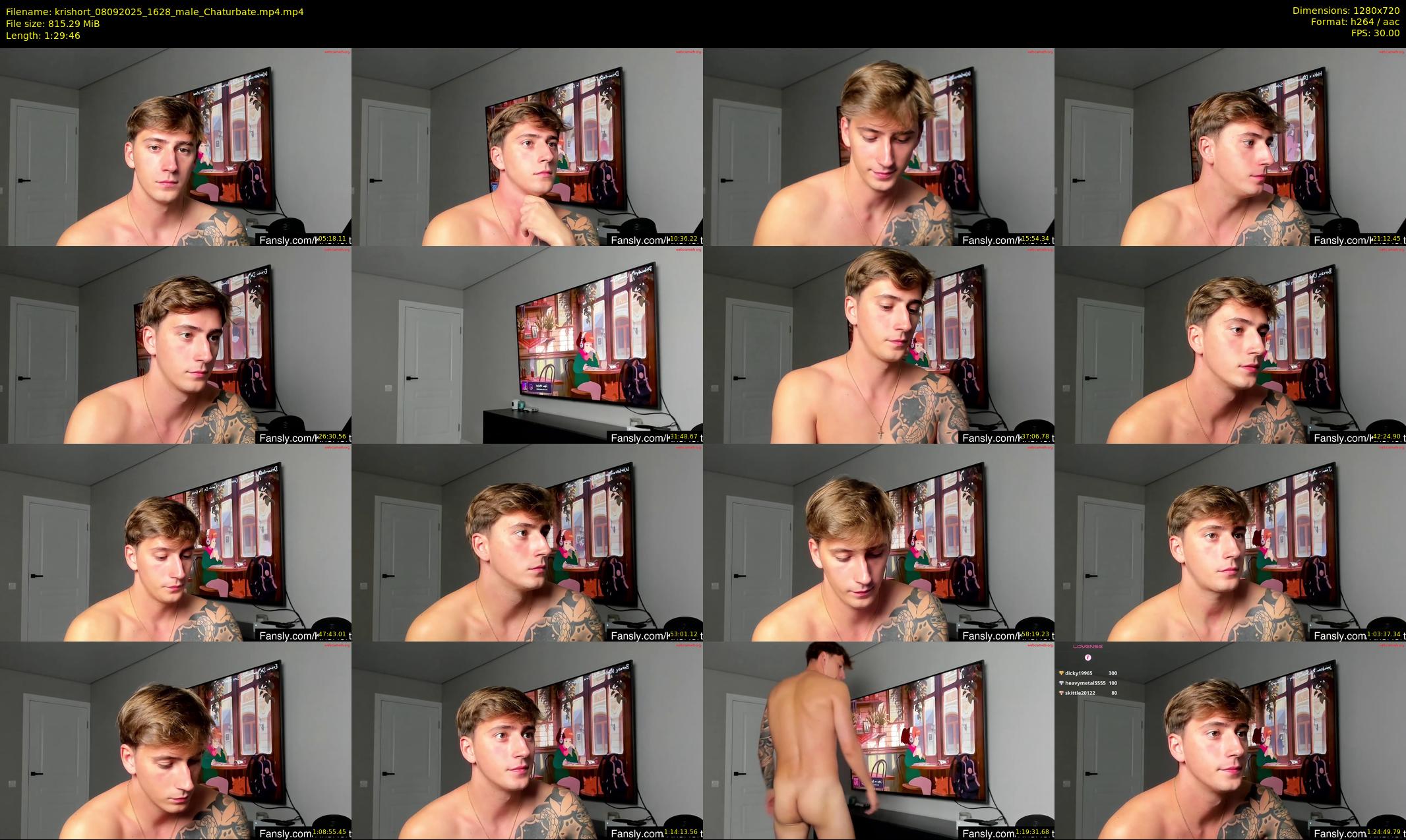 krishort — 90 minute Chaturbate male cam show recording, 720p, Sep 8, 2025