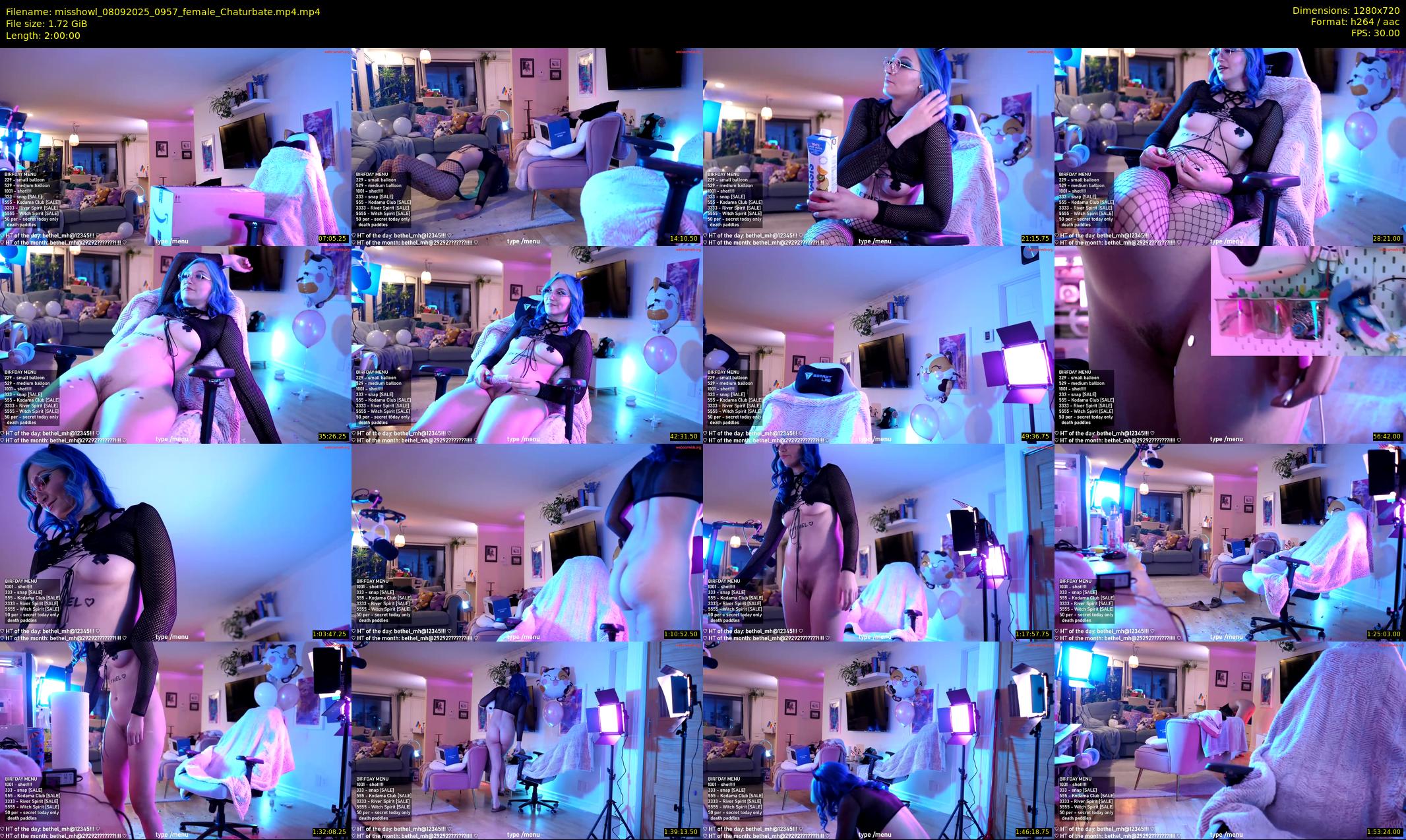 misshowl — 120 minute Chaturbate female cam show recording, 720p, Sep 8, 2025